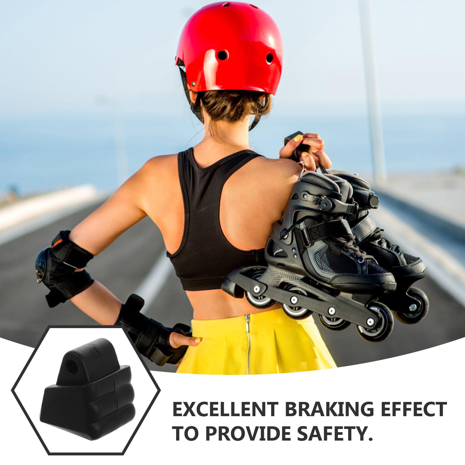 Topes Delanteras PVC de Negro Freno Línea en Instalar de Pastillas Compatibles Fáciles y Roller Skates y Inline