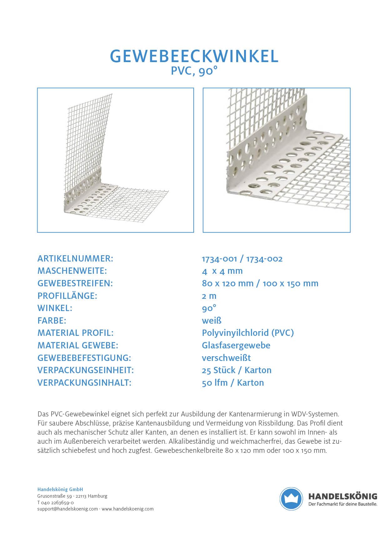 25x Handelskönig Gewebeeckwinkel 80 x 120 mm à 200 cm = 50 lfdm PROFI Winkel Eckwinkel Fassade Putz Putzwinkel