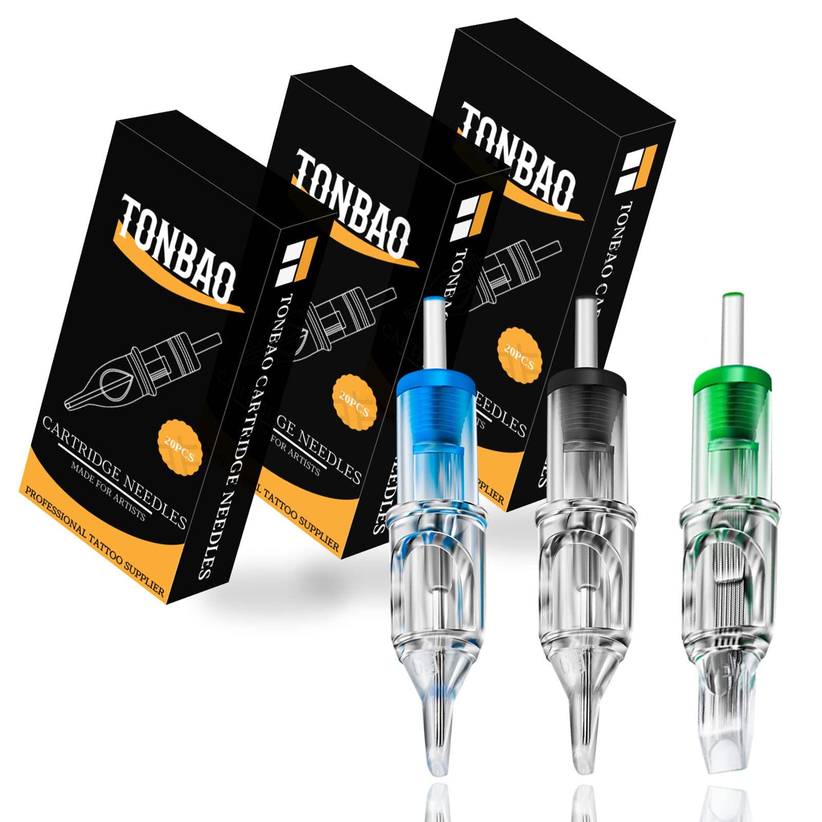 TONBAO Tattoo Cartridges Needles - 60pcs Assorted Disposable Tattoo Needles Cartridge Round Liner Shader Magnum #12 3RL 5RL 5RS 7RS 7M1 9M1 Mixed 0.35mm for Tattoo Artists