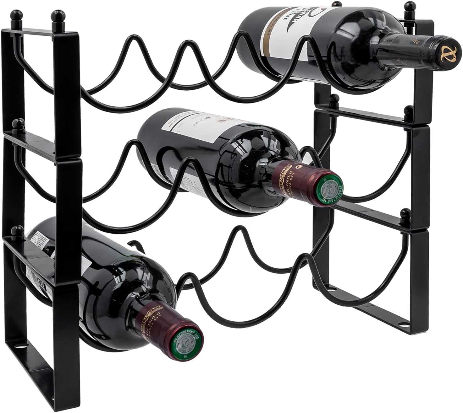 3 Tier Countertop Wine Rack,Wine Counter Wine Rack Holder and Storage,Can Hold 9 Bottles