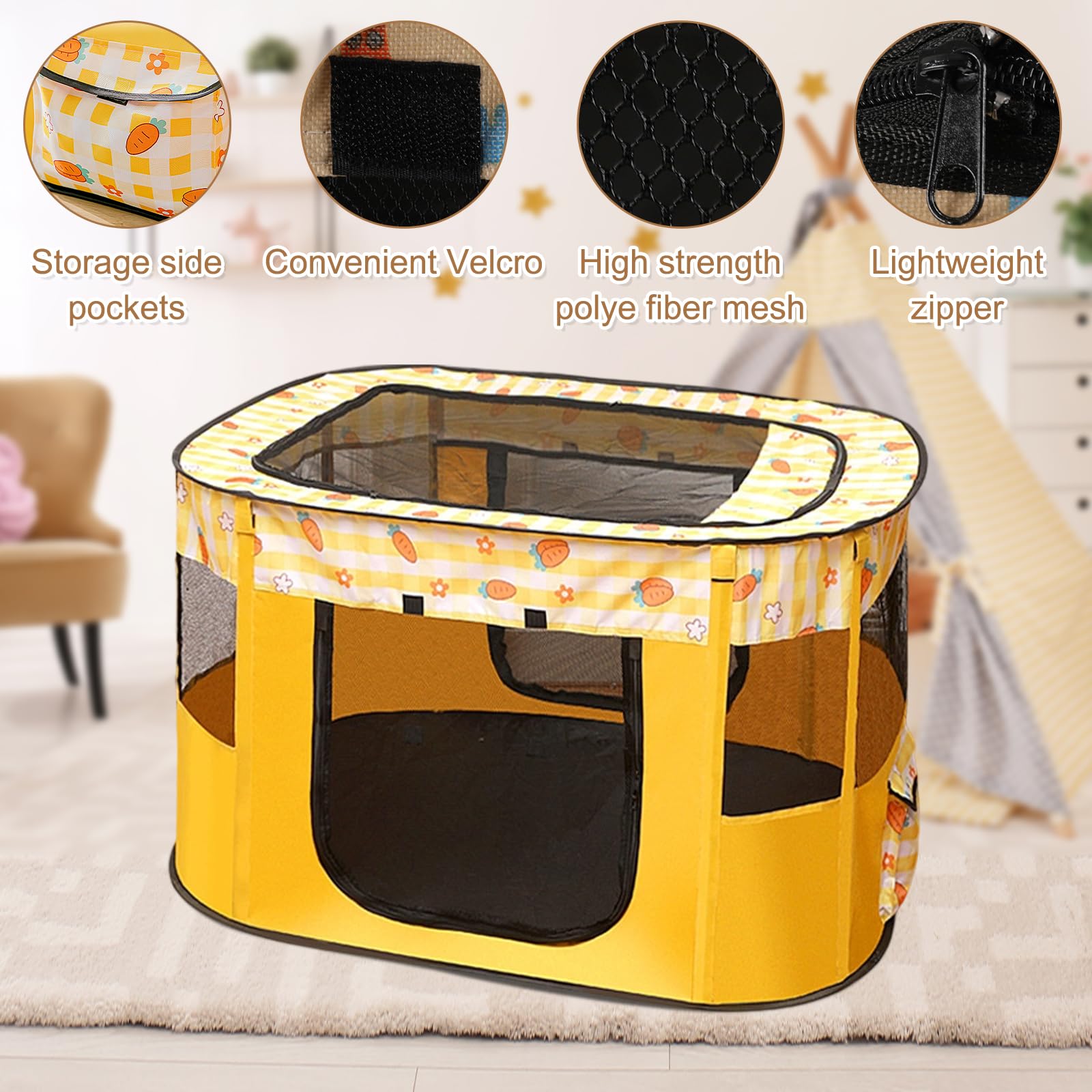 EUBSWA Recinto per cuccioli, 90x70x58cm Recinto per animali domestici per cani, gatti, conigli e roditori per interni ed esterni