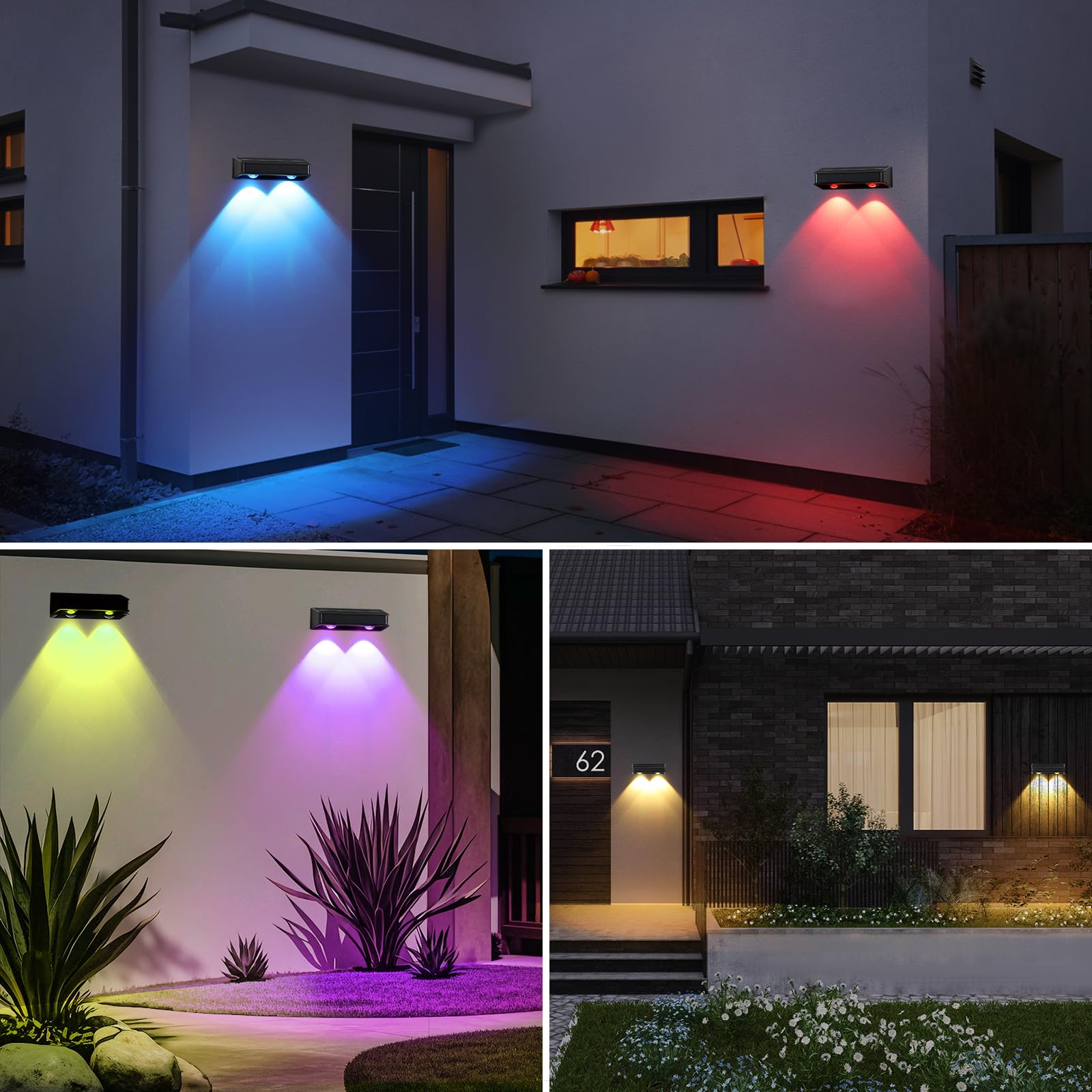 Luci Solari Esterno Giardino 8 Pezzi,IP65 Impermeabili,Lampada Solare da Parete,11 Modalità,Luce Solare Da Giardino,Auto On/off,Luci Solari Per Recinzione, Cortile, Scale