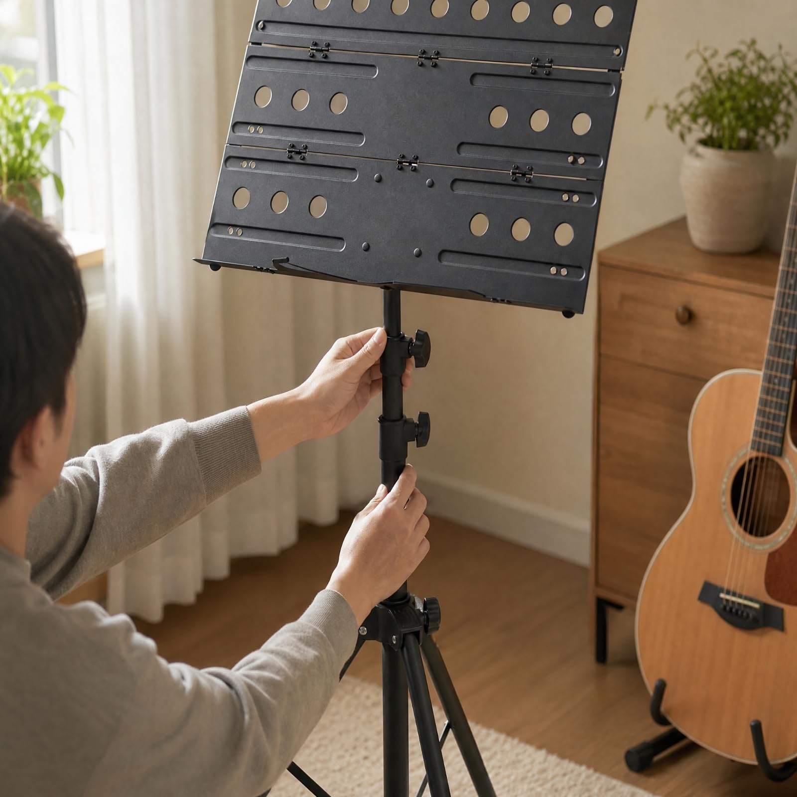 höhenvstellbar Notenständ mit Dreibein-Stativ Höhenvstellbar klappbar Notenpult aus Tragbar Orchestpult für Musikschül,