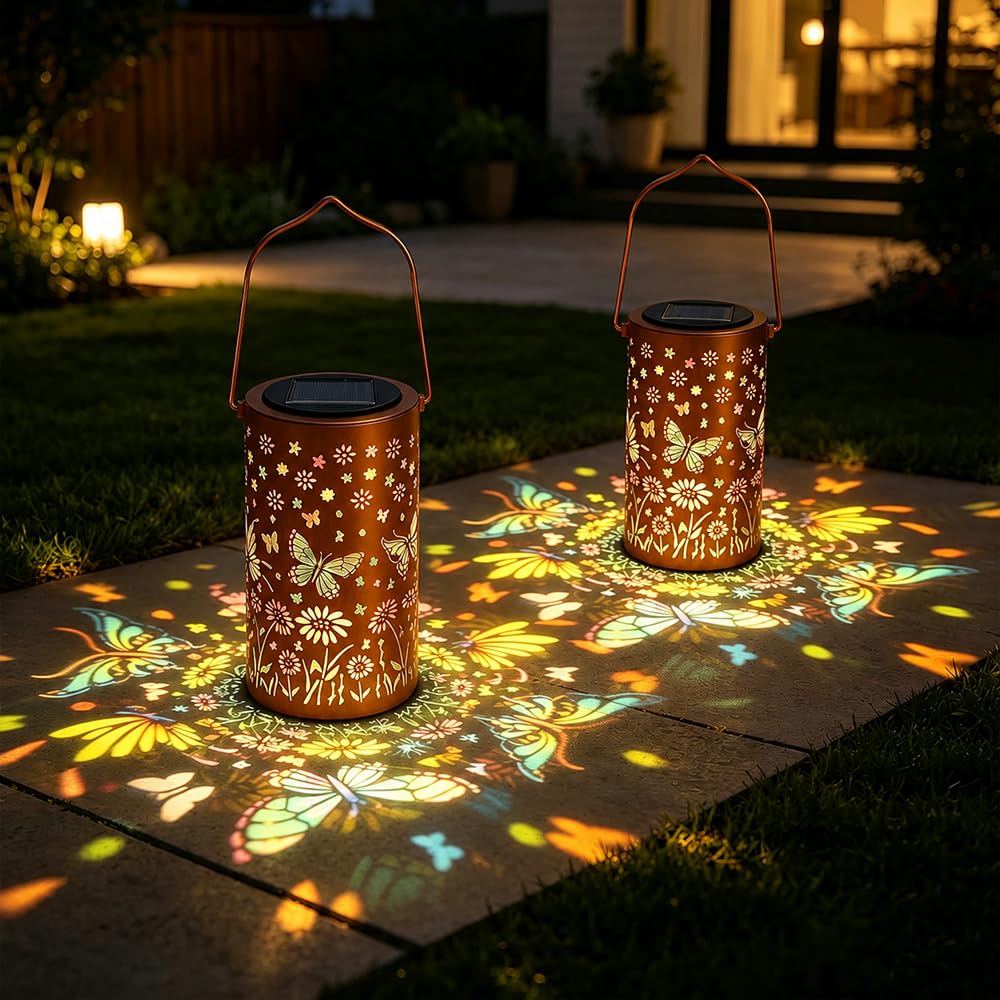 Solarlampen für Außen Garten,LED Metall Solarlaterne für Außen Hängend