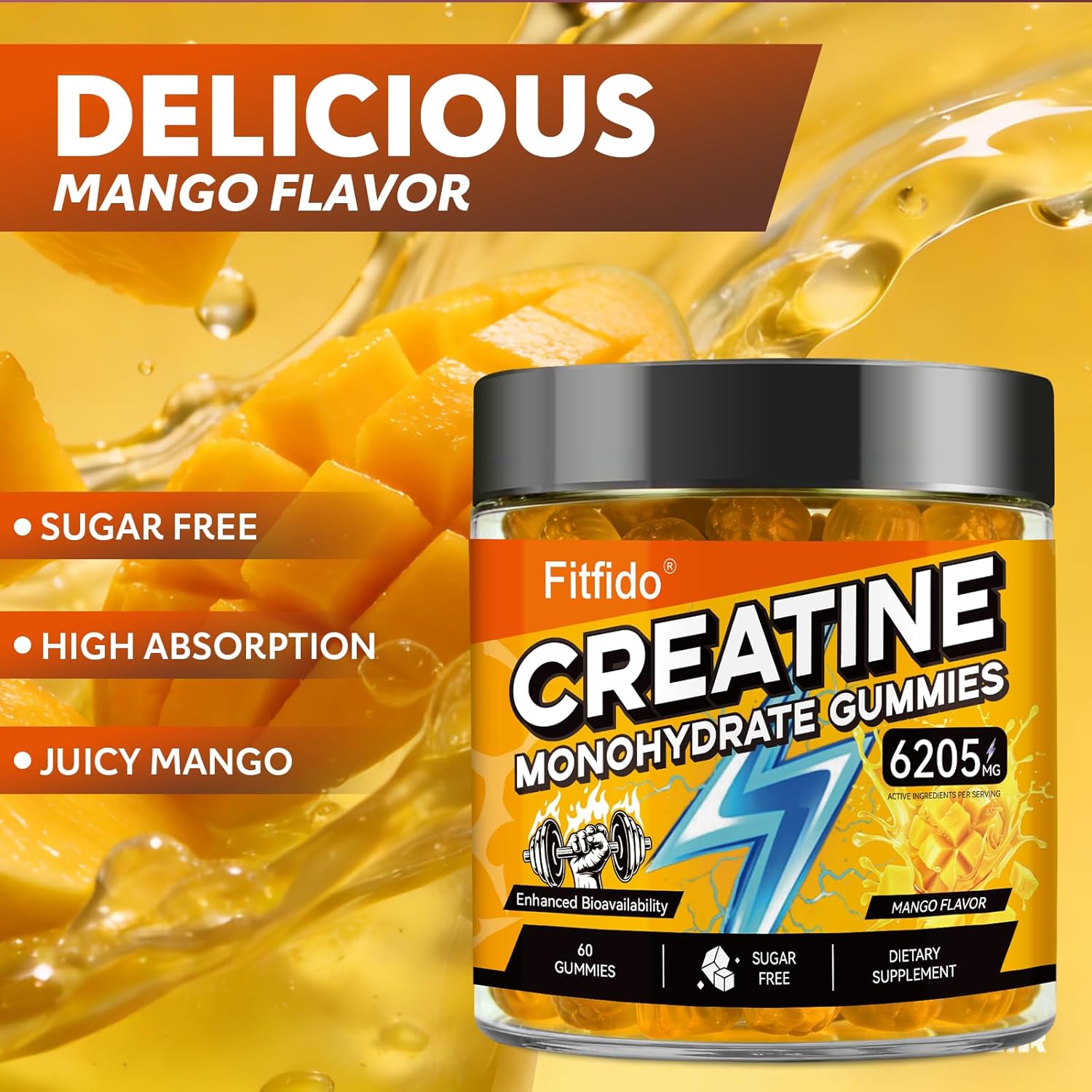 Creatine Monohydrate Gummies in Multiple Flavors – Support for Muscles, Strength & Wellbeing – Vegan, Sugar Free, 2-Pack Supplement Bundle