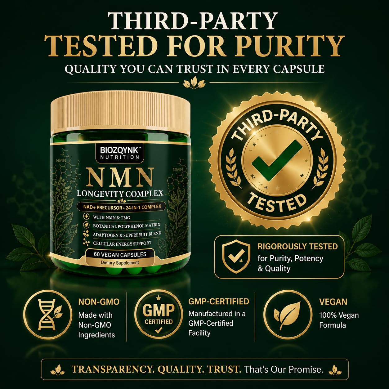 NMN Supplement 24-in-1 NAD+ Complex 1000mg Per Serving, 60 Vegan Capsules — Amazon image 4