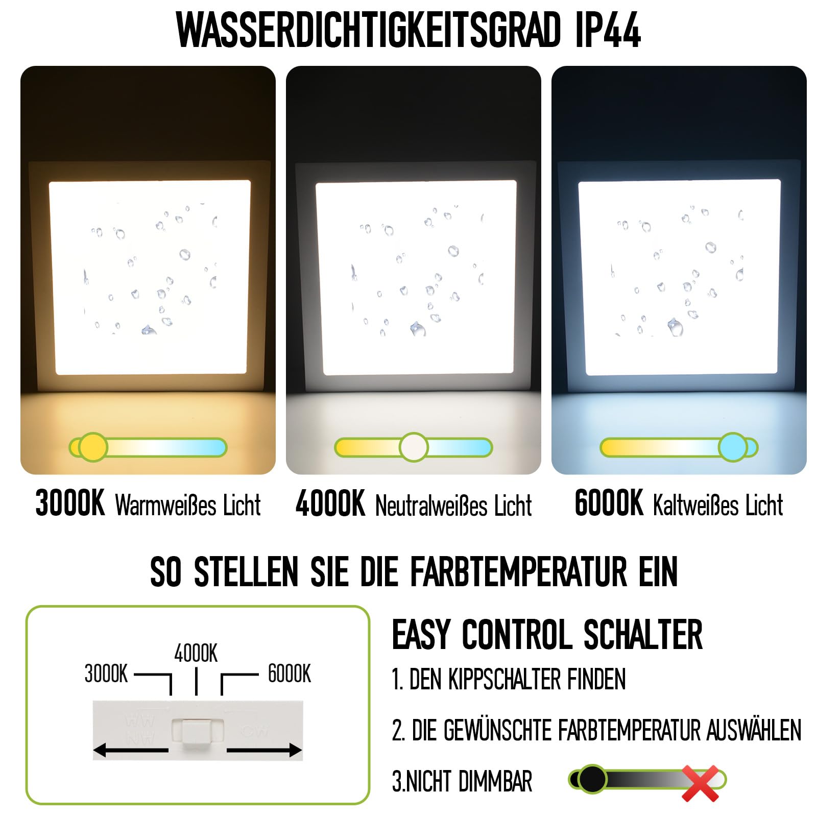 Lampa Sufitowa LED 36W Nowoczesna Ultracienki Płaska Lampy Panel Przedpokój 2900Lm 400mmx400mm 3000K-6500K Aluminium IP44 Wodoodporna LED Lampa Łazienkowa Kuchenna Niestemowane