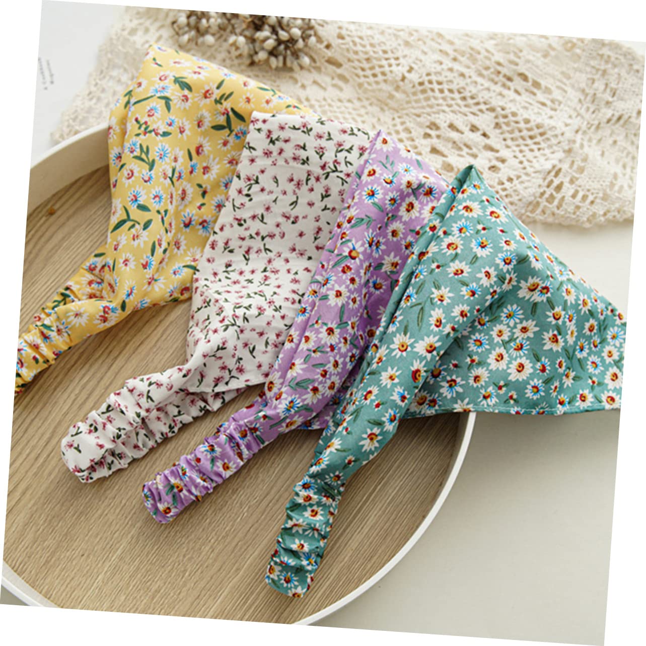 30 pezzi in tessuto floreale cravatte per capelli all'uncinetto sciarpa da donna sciarpa bandana fiori vintage per capelli sciarpe per per donne