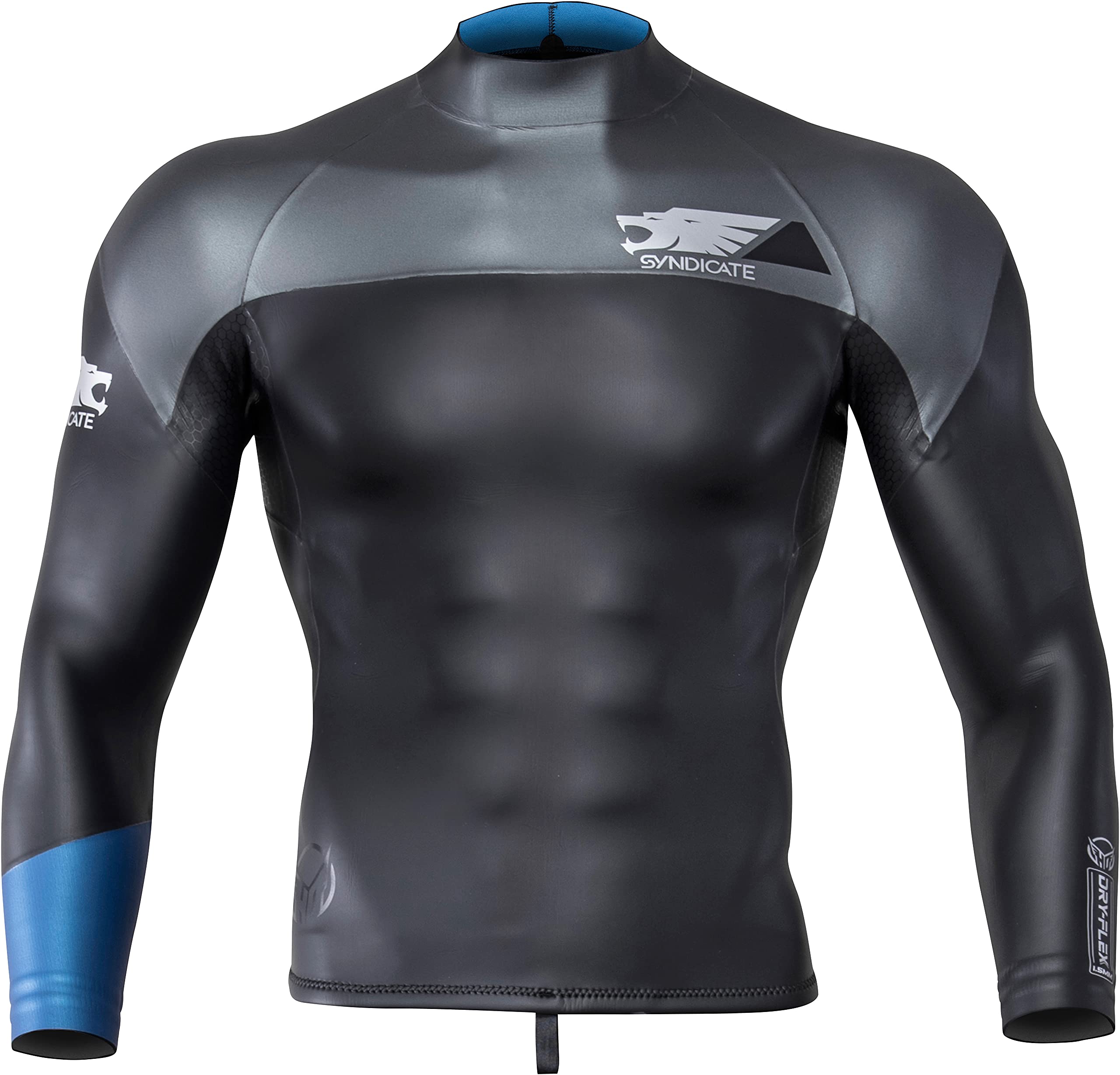 HO Syndicate Dry-Flex L/S Top Mens Wetsuit Black/Steel Blue Sz L