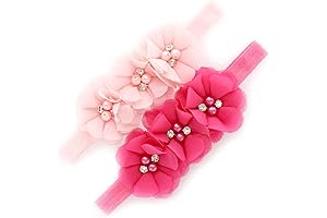 Lively Beaded Pink Fabric Headbands for Tiny Divas