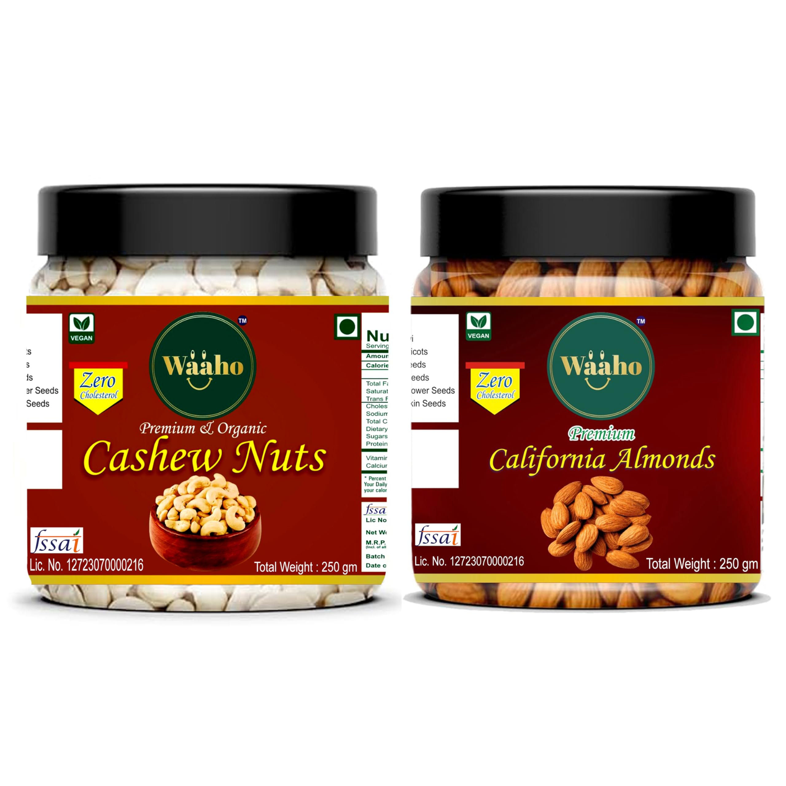 WAAHO Premium Dry Fruits Combo Pack of 2 | California Almonds 250g, Whole Raw Cashews Nut 250g, | Total 500 g | Healthy Dry Fruits Snacks | Kaju, Badam, Combo (B0CXJ14GZ5) Amazon Price History, Amazon Price Tracker
