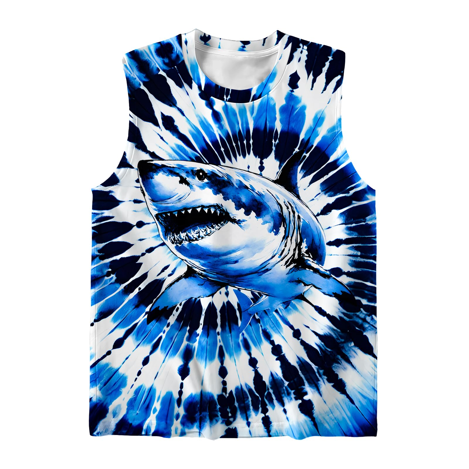 DMPROD Kids Tie Dye Shirt Size 5-14 Years Sleeveless T Shirts Children Tank Tops Hippies Senior Tees for Boys Girls