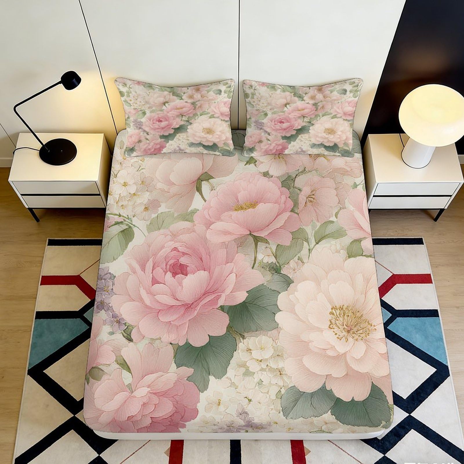 3D Printed French Bulldog Fitted Sheet Microfiber Deep Pocket Non-Slip Bedroom Bedding Pet Mattress Fitted Cover Washable Full Wrap 180x200x25cm