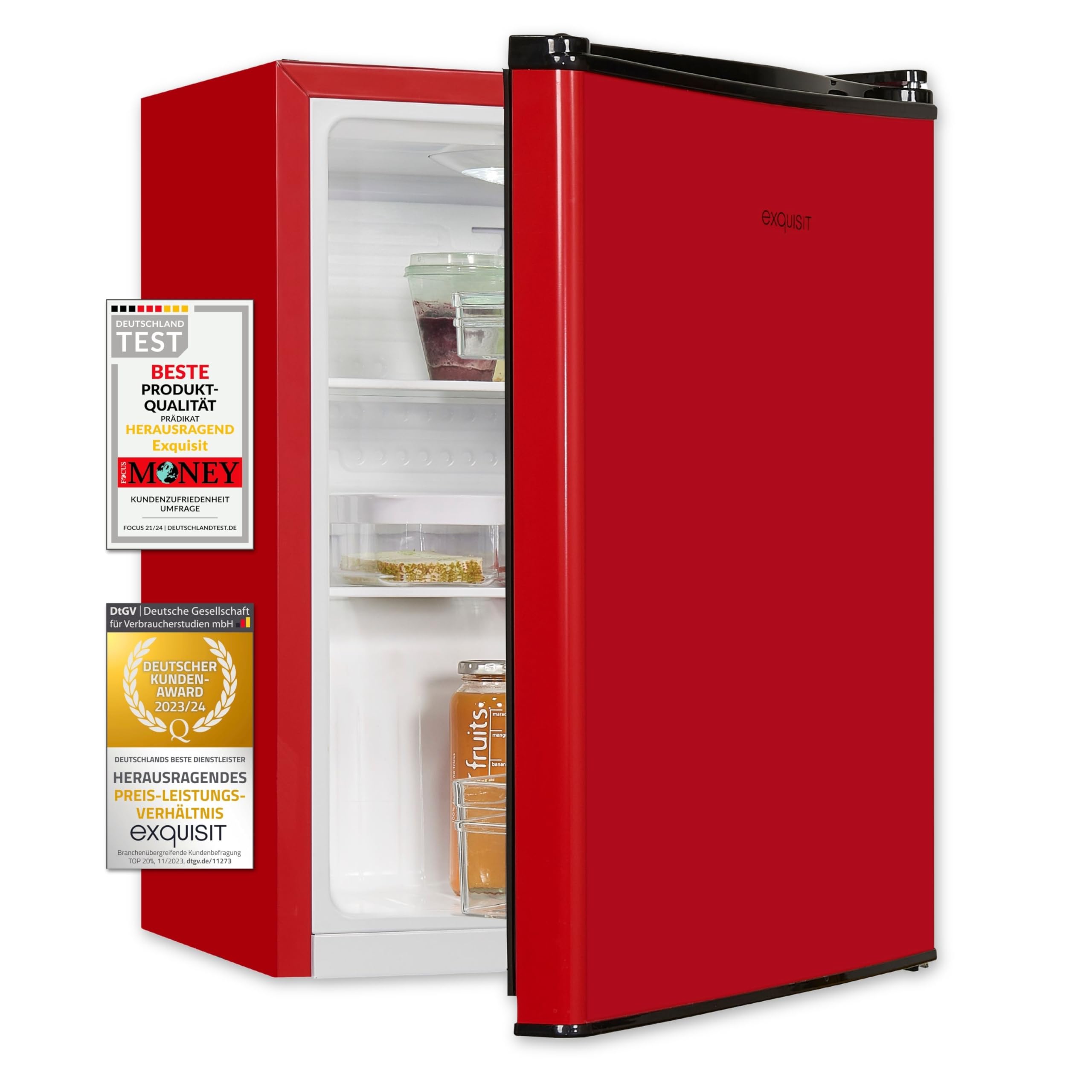 Exquisit Mini Kühlschrank KB60-V-090E Rot - 52 L Getränkekühlschrank
