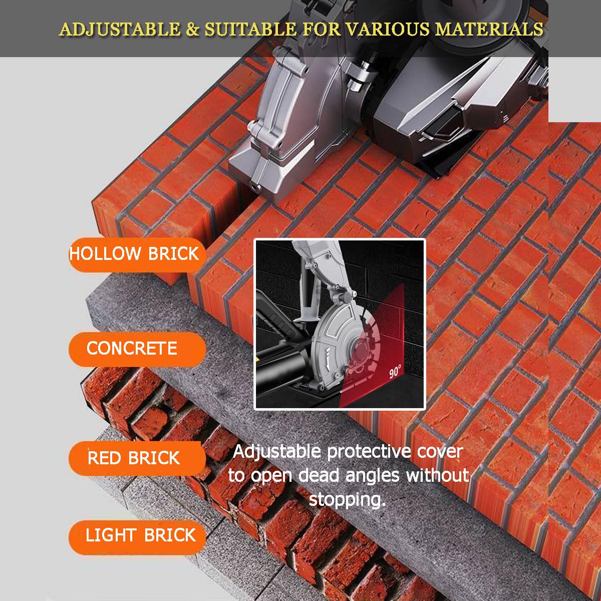Rascador de Pared eléctrico de 3500 W, máquina de Corte de hormigón portátil con Sierra de 156 mm, Profundidad de ranurado de 55 mm, 7500 RPM, conectable a Bomba de Agua.