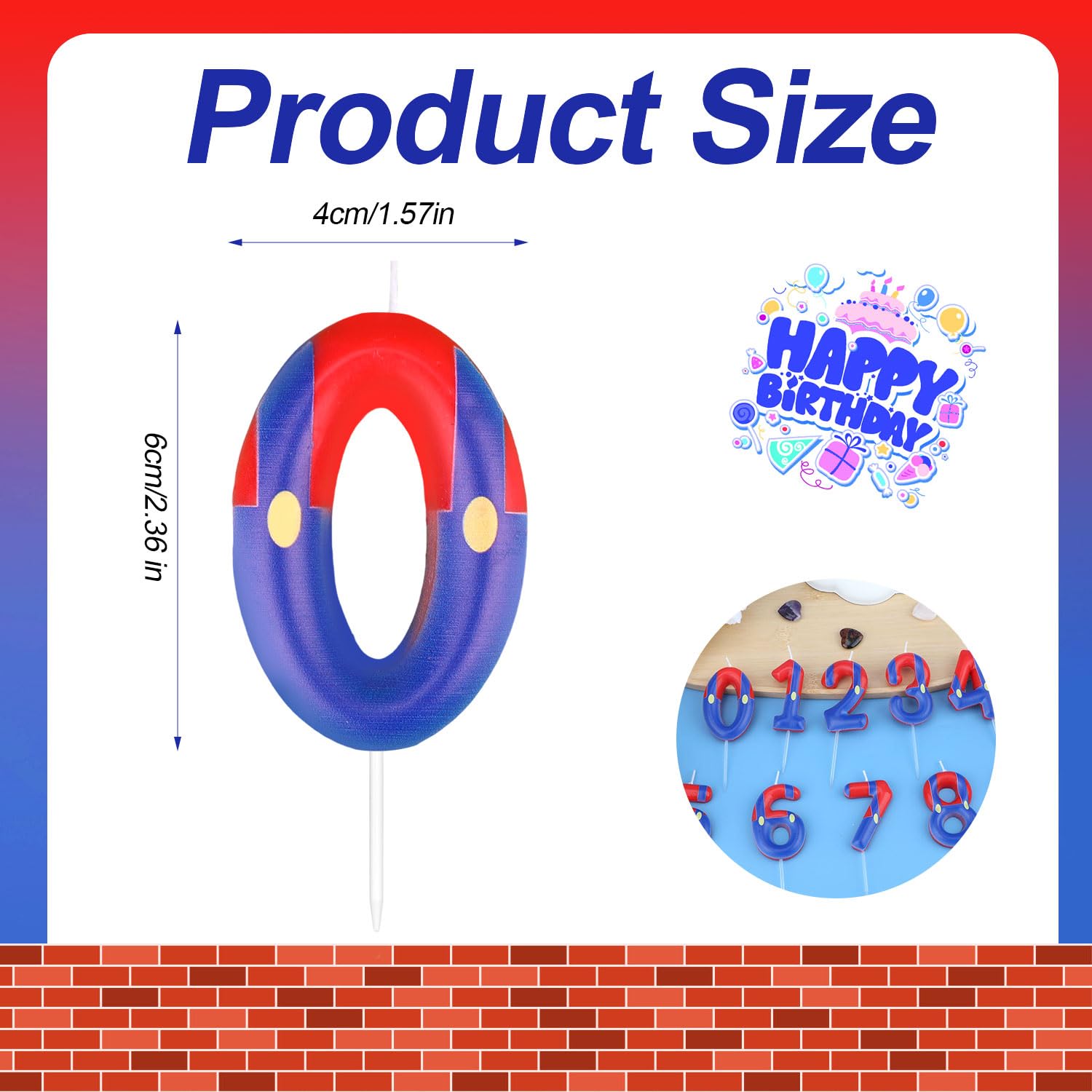 Candele Numero Compleanno Tema Cartoni Animati - Rosse E Blu - Per Torte Bambini - Numero 6 - Foto 7