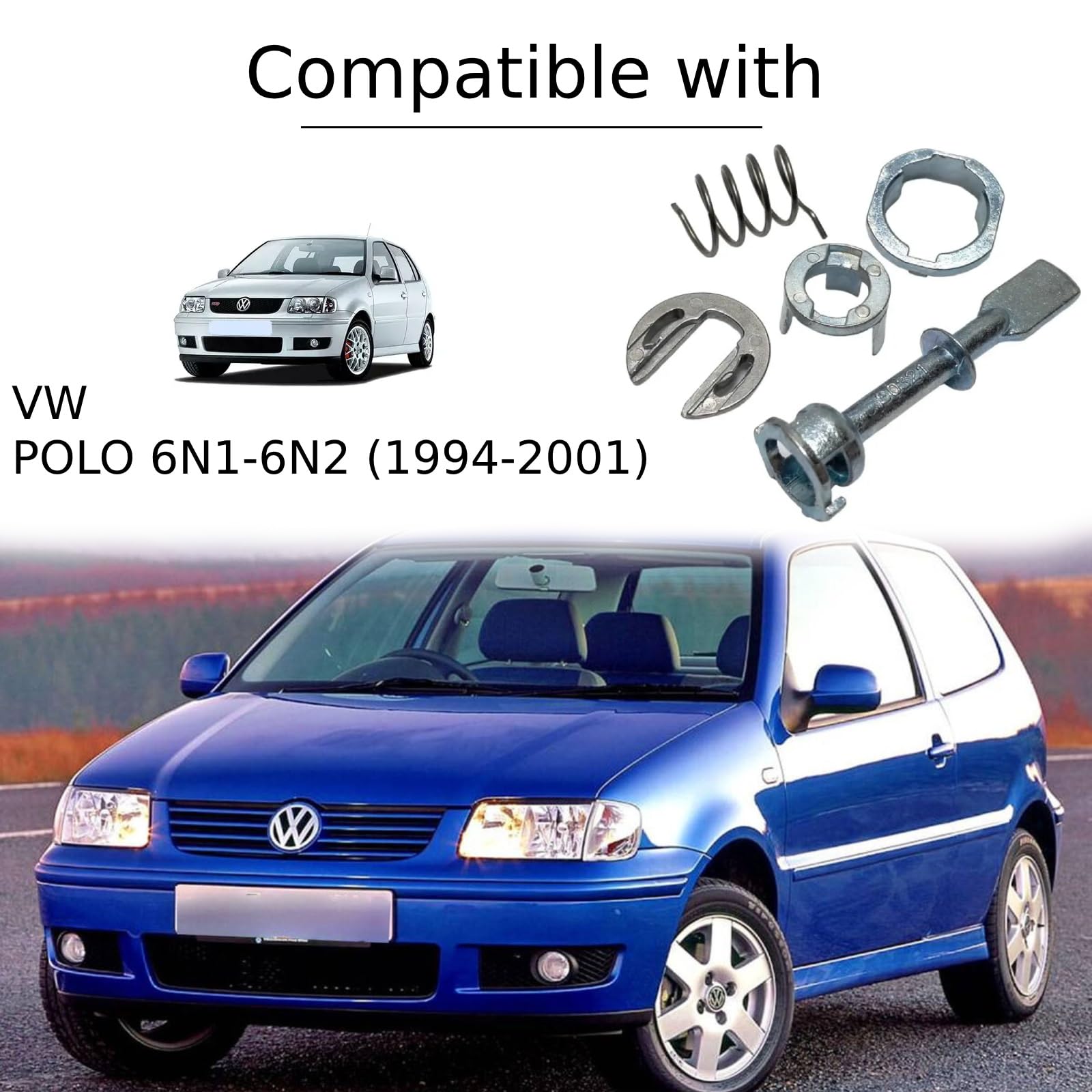 Twowinds Zamek cylindryczny kompatybilny z VW Polo 6N1 6N2 (1994-2001) drzwi przednie lewe lub prawe (obie strony) 6N0837223A