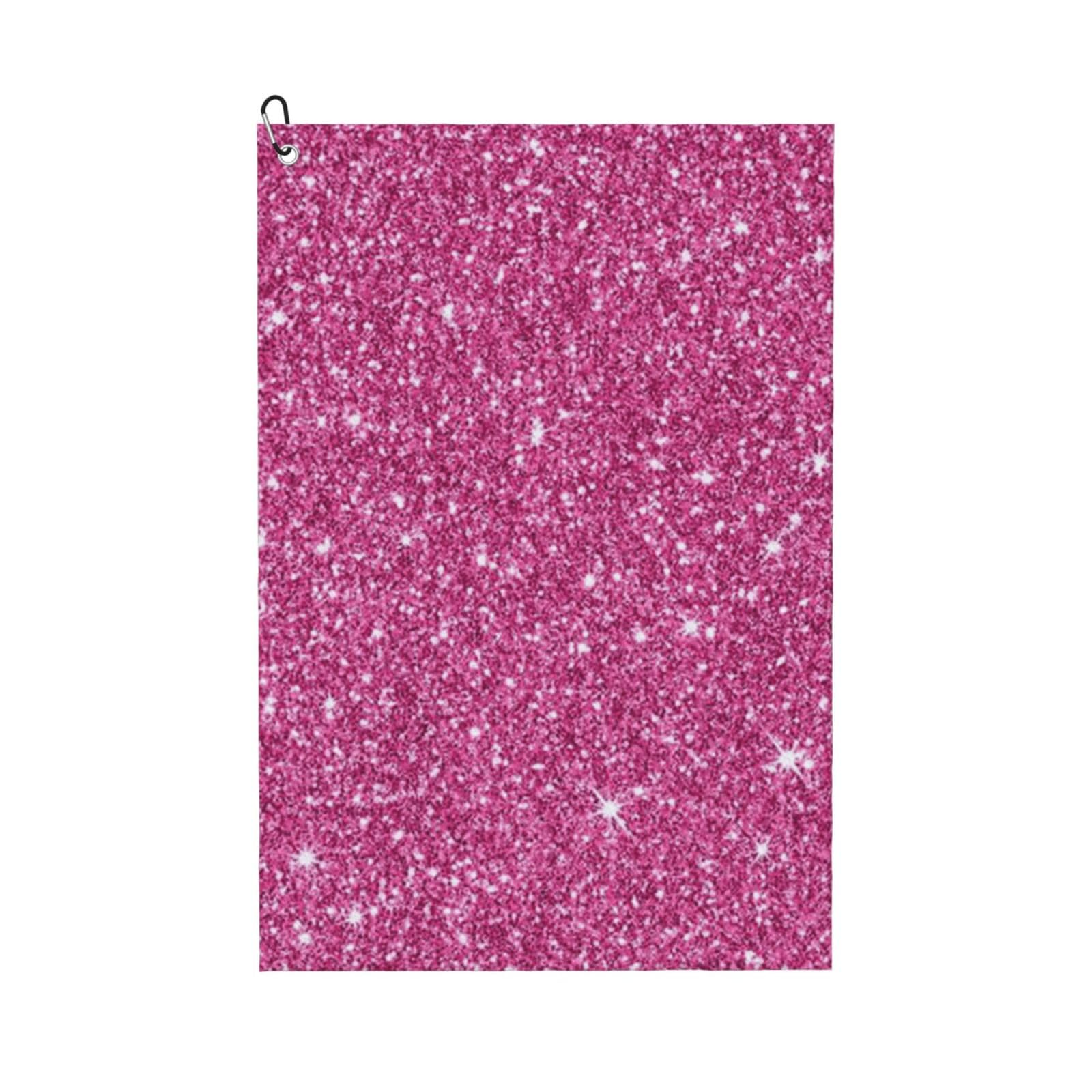 Hnnkloy Sparkling Pink Glitter, 16x24 in Portable Waffle Golf Towels with Carabiner Clip for Golf Bag