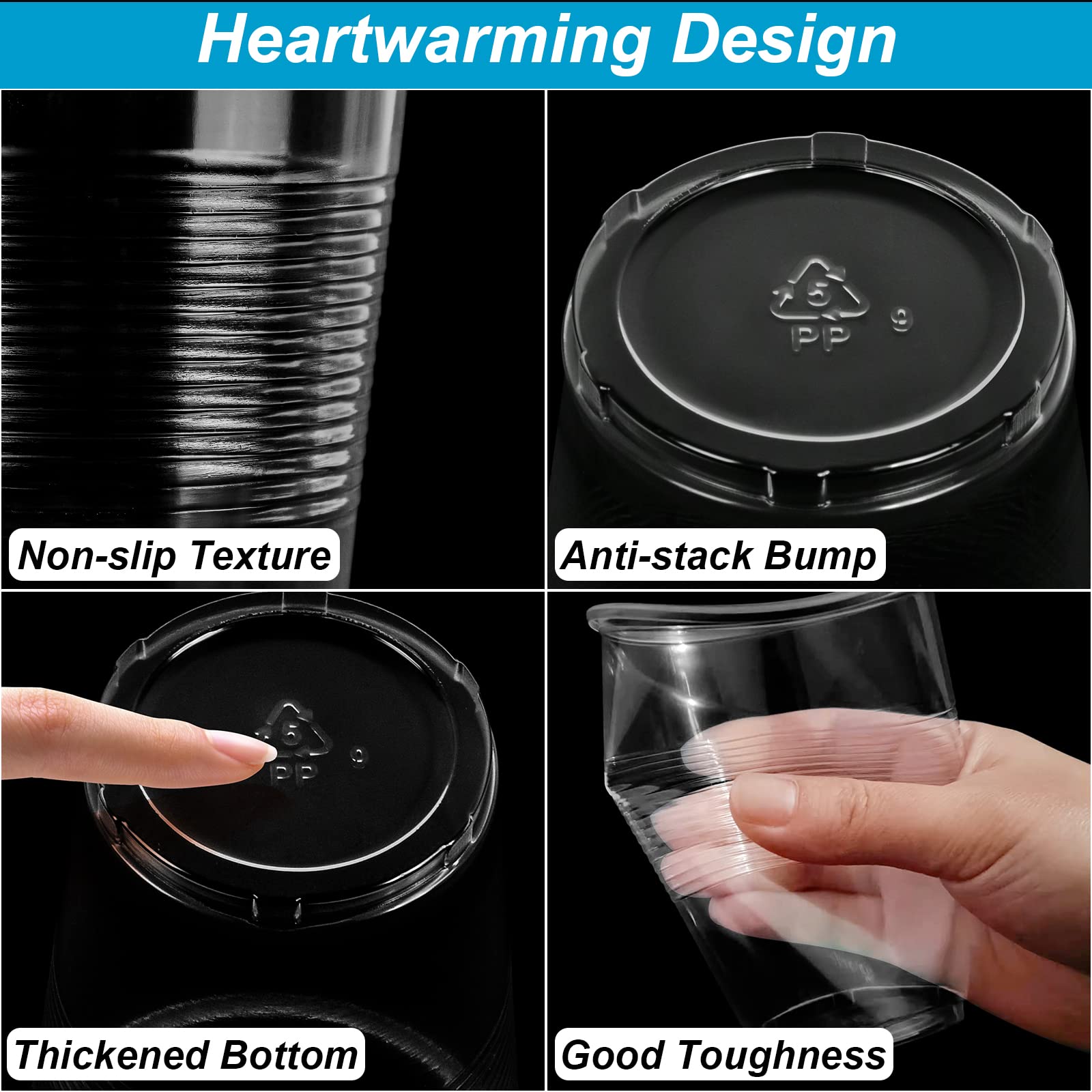 TashiBox 12 oz clear plastic cups 200 count Disposable cold drink