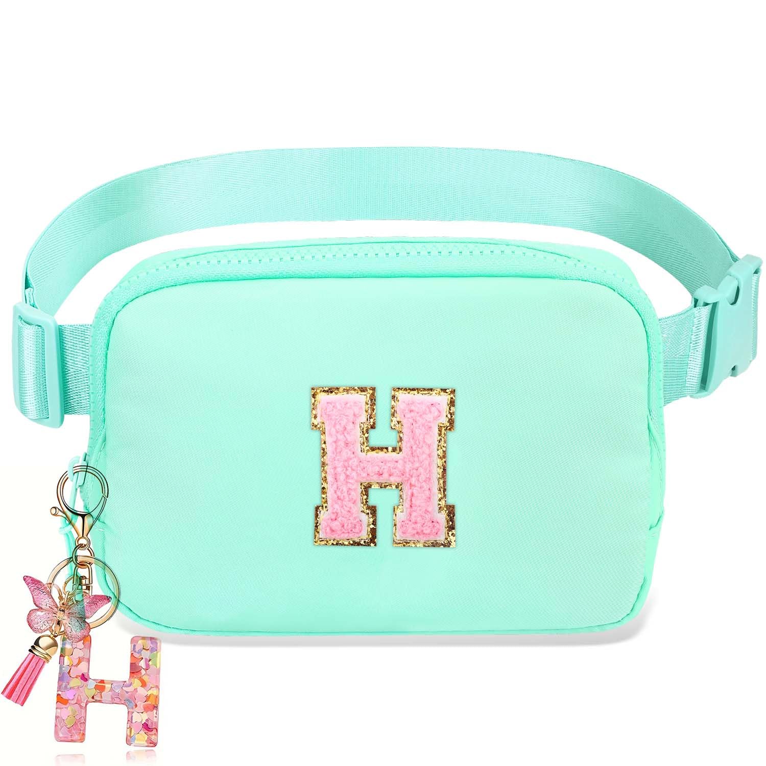 Belt Bag for Girls Gifts - Birthday Gifts for Teenager, Personalized Gifts for Mom Freind Sister Teacher, Graduation GiftsInitial Crossbody Bag Belt Bag for Women Mint Green H