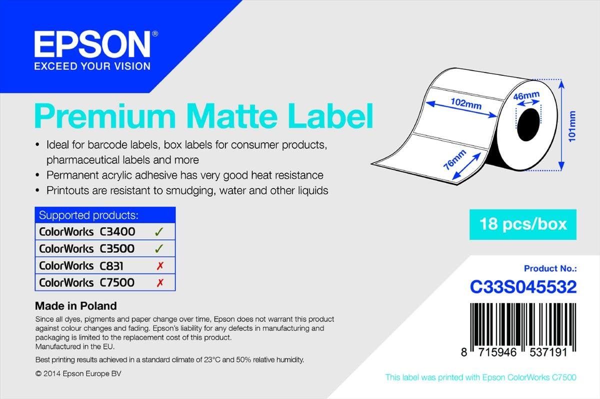 Epson Premium Matte Label - Die-cut Prem102mm x 76mm 440 labe
