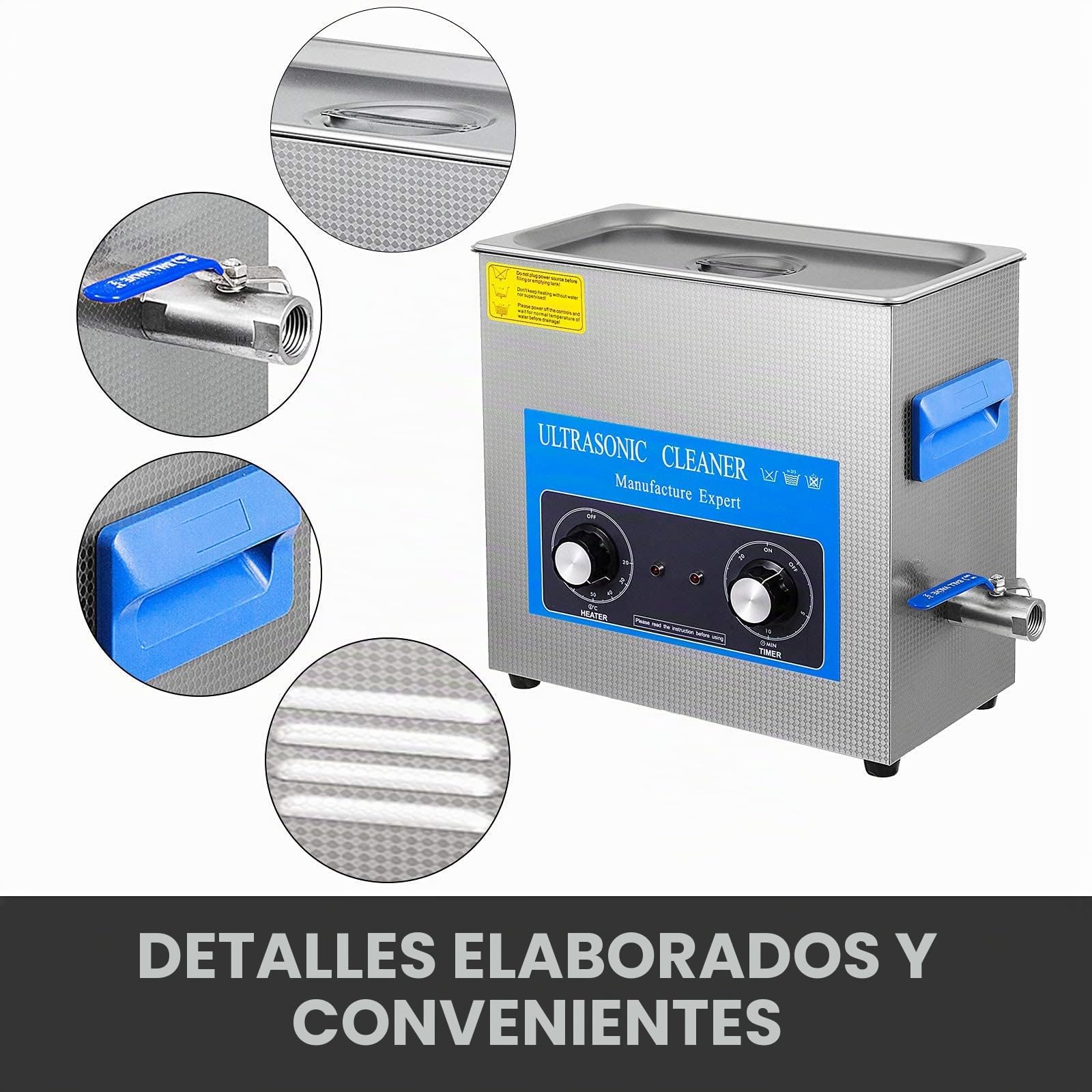 VEVOR Limpiador Ultrasónico 6L, 180 W Limpiador Ultrasónico Profesional con Calentador Ajustable Máquina de Limpieza Ultrasónica con 2 Perillas Potente Frecuencia 40 kHz para Joyas, Reloj y Gafas