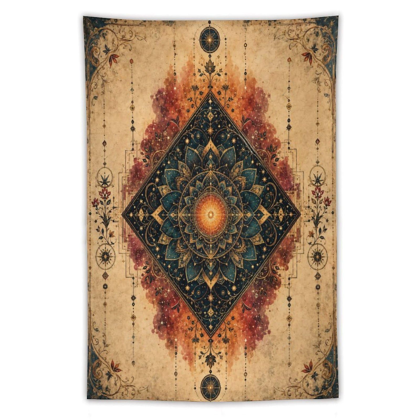 H3B8U2Y5 Geometric Sun Diamond Wall Tapestry, Cubist Art, College Dorm