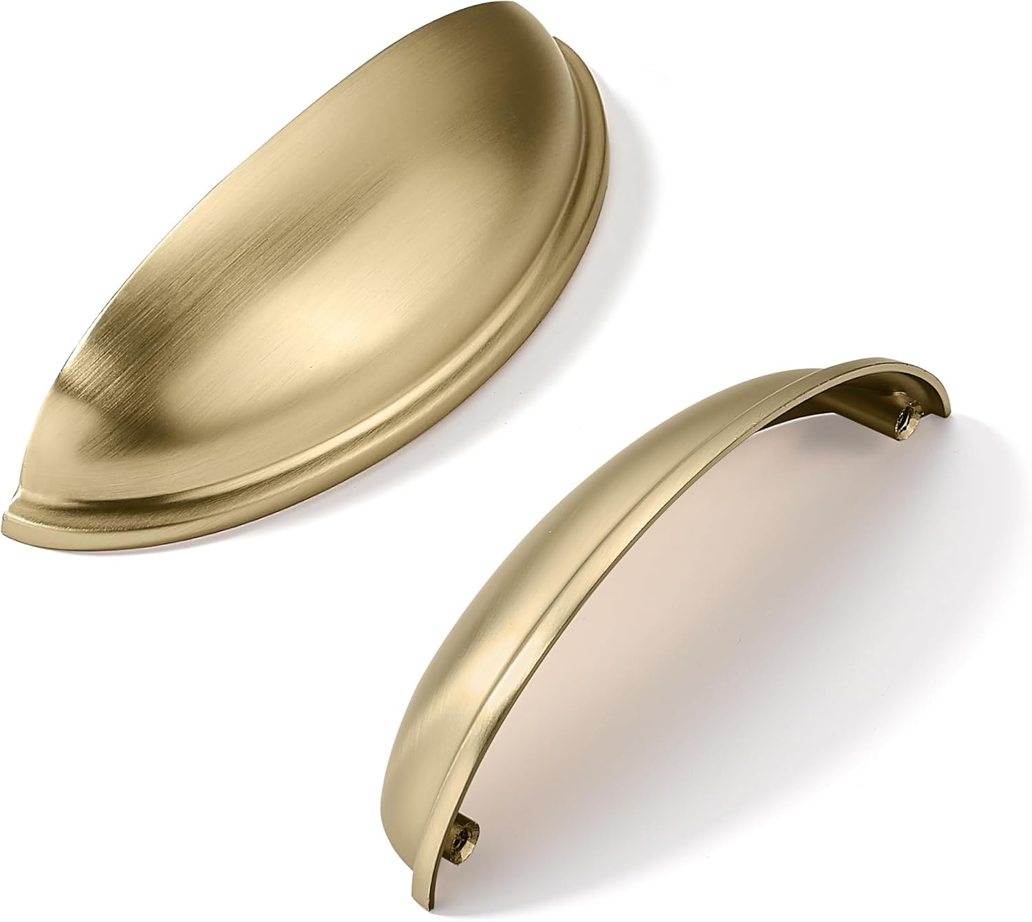 khtumeware 10 Pack 4" Drawer Pulls Brushed Brass Cabinet Cup Pulls Kitchen Hardware Cabinet Handles Drawer Handles Knobs 4 inch Hole Center