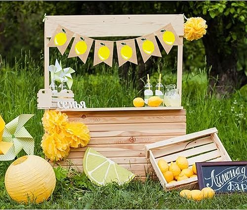 Miniatura 7 de Uniwish Cartel colgante de arpillera de limón para decoración de fiesta de cumpleaños con temática de limón para baby shower, decoración de