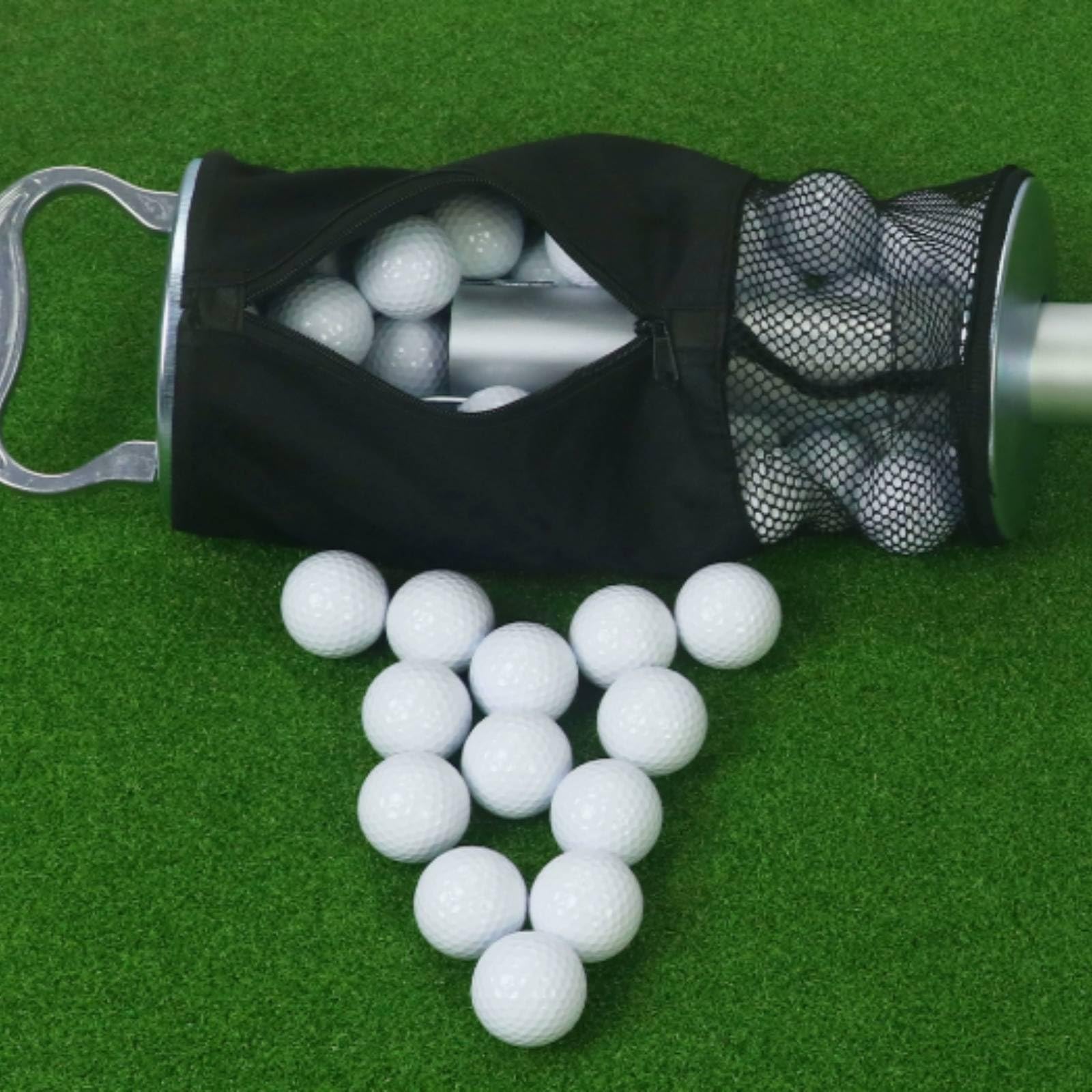 Golf Ball Retriever Tubo Recogepelotas Contenedor Compacto y Portátil de Aluminio y Nylon con Malla Inferior Apto para Golfistas