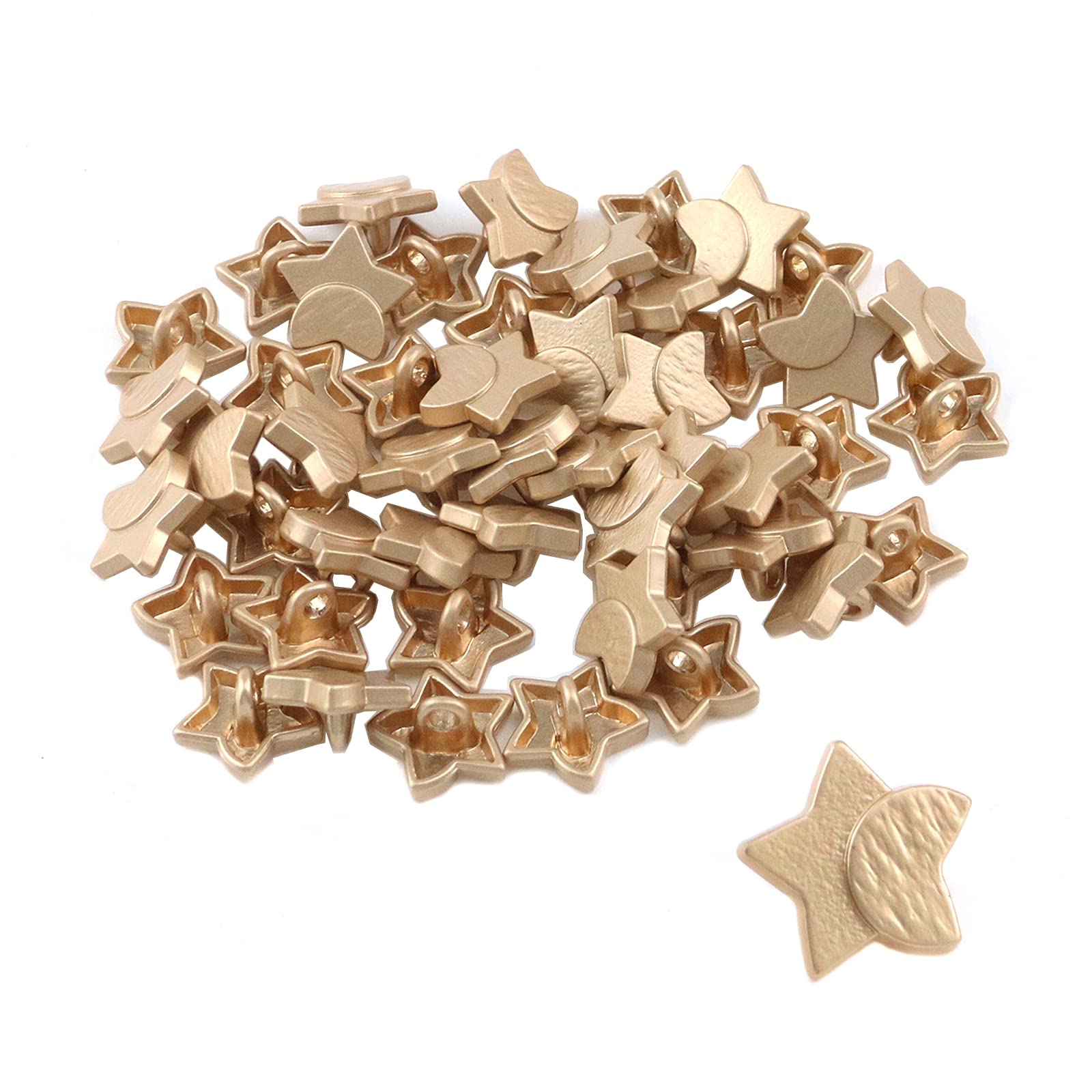 BitrayGold Sewing Buttons Star and Moon Shape Shirt Buttons Decorative Button -50pcs