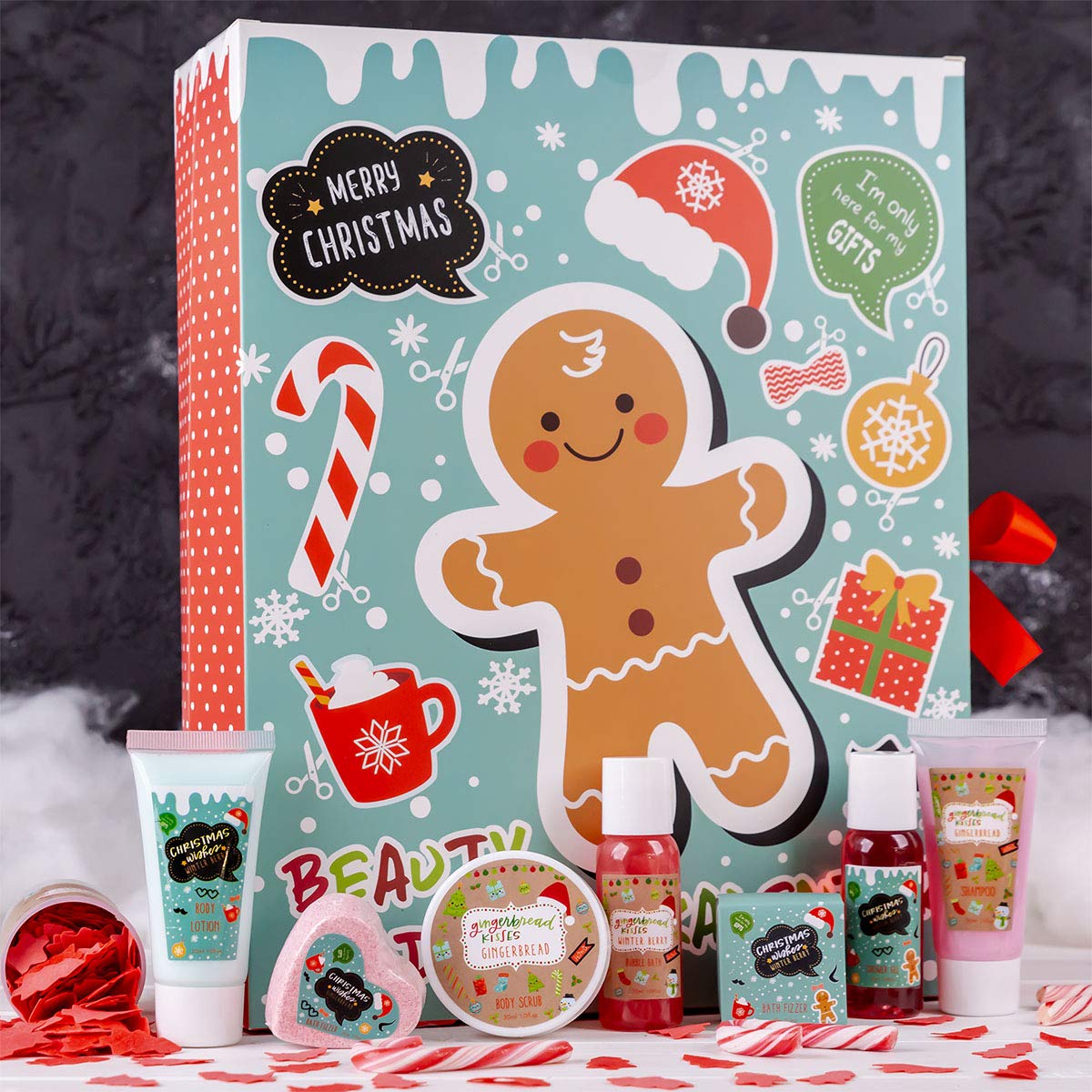 Accentra Xxl Beauty Adventskalender Gingerbread- Weihnachtskalender Für Frauen Und Kinder Im Witzigen Lebkuchen-Mann Design Mit Kosmetik Inhalt: Body Lotion, Badekugeln, Seife, Badesalz Uvw