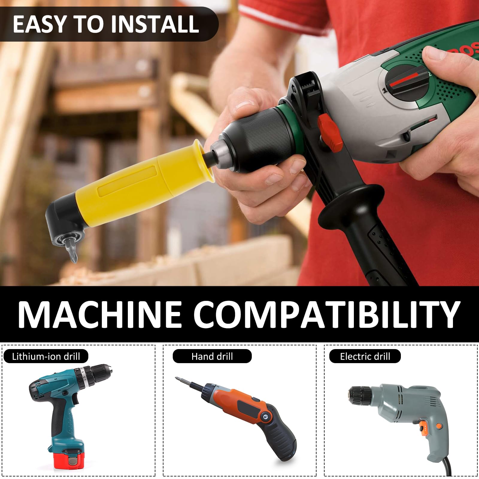 Right Angle Attachment with 10 Bits Metal 90° Right Angle Attachment Drill Bit Corner Adapter with Strong Magnet Fast Screwdriver Socket Adapter Power Drills Adapters for Power Drill Socket Wrench