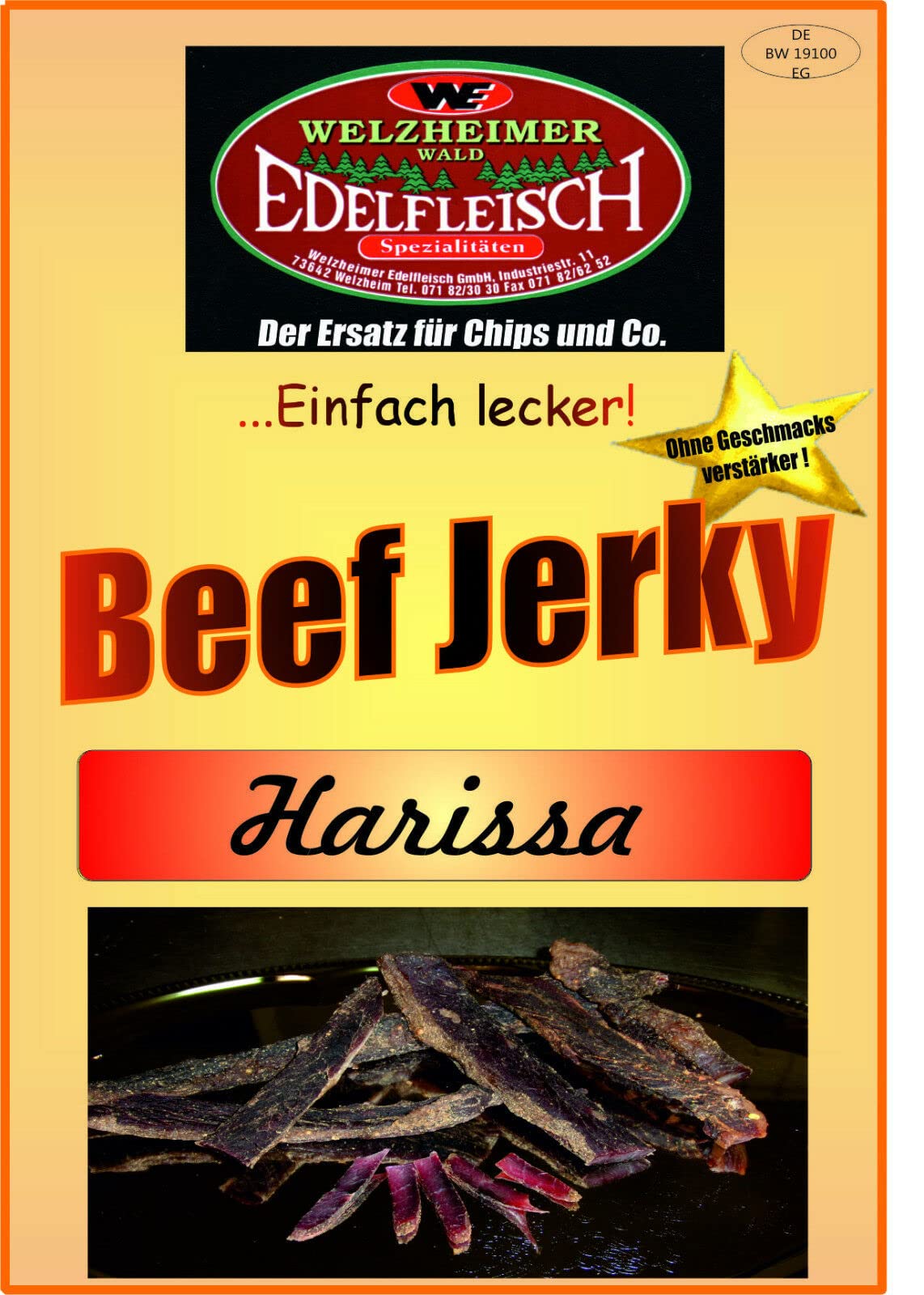 Edelfleisch Beef Jerky 10x100 Gramm 10 Sorten Biltong geschnitten