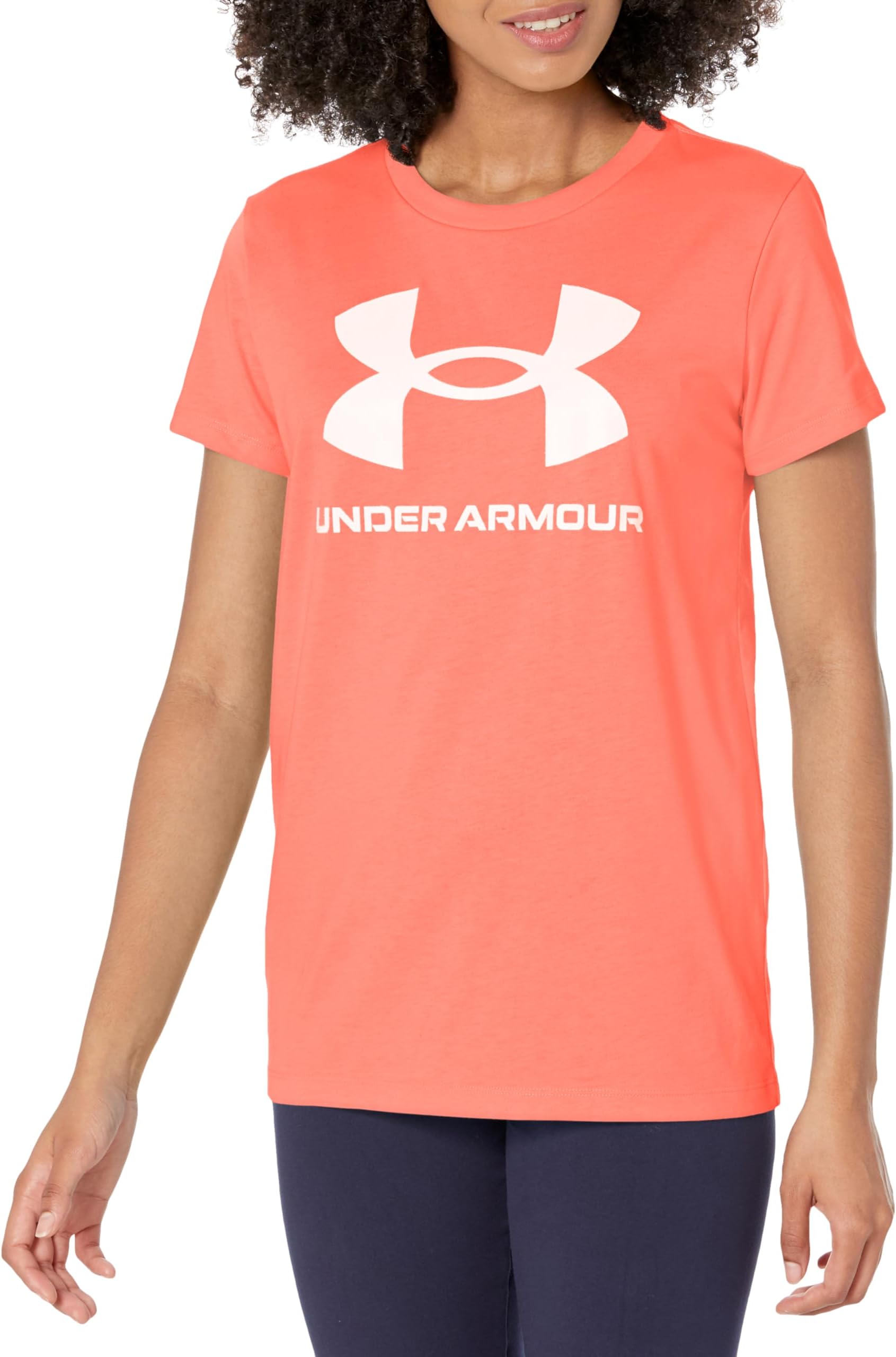 Under Armour Women's Live Sportstyle Graphic Short Sleeve Crew Neck T-Shirt, (811) Coho / / White, XL