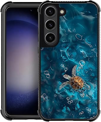 for Samsung Galaxy S23 Case, Ocean Turtle Blue Pattern Protective Case Non-Slip Four Corners Shock Absorbing Soft TPU Case