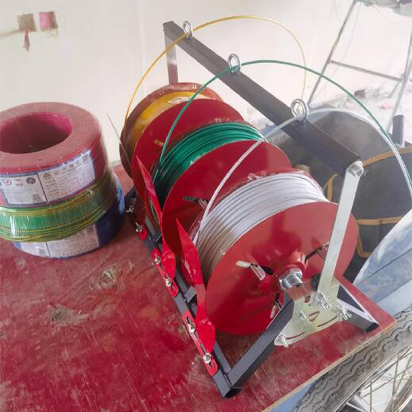Estante para carretes de Alambre Plegable, dispensador de carretes de Cable, Soporte de Almacenamiento de carretes de Alta Resistencia, para Uso minorista Industrial eléctrico, Cap