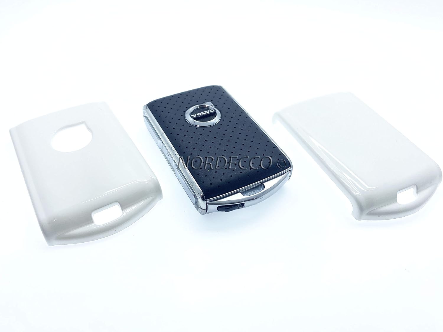 High-Grade Metallic ABS Plastic 2 Piece Protective Case Compatible With VOLVO 4 Button Smart Keyless Fob Remote XC90 Fits Models 2018-20 XC40 XC60 XC90 V60 V90 S90 Hybrid (White) - Image 4