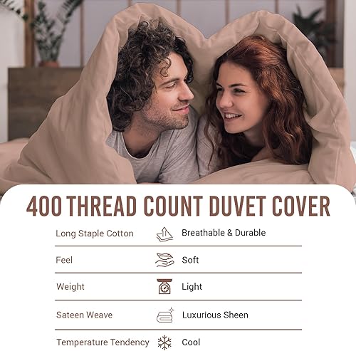 Miniatura 4 de Pizuna - Ropa de cama de 100 % satén de algodón de fibra larga de 400 hilos (juegos de sábanas y juego de fundas)