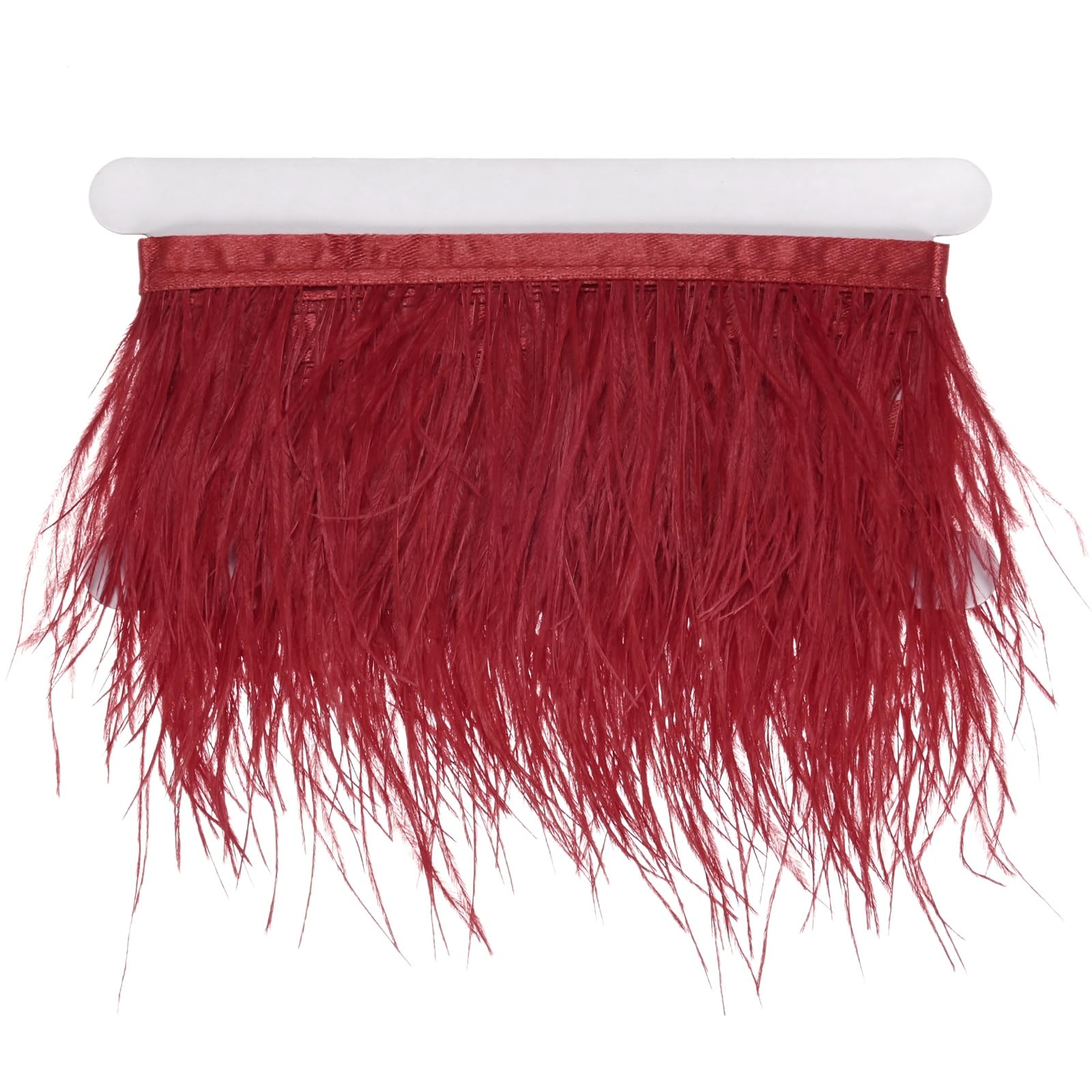 M METERXITY Ostrich Feather Trim Fringe, 2 Yards 3-4" Natural Fluffy Feather Trim for Crafting/DIY Sewing/Party Clothing/Wedding Dress Decoration/Dream Catcher [Wine Red]