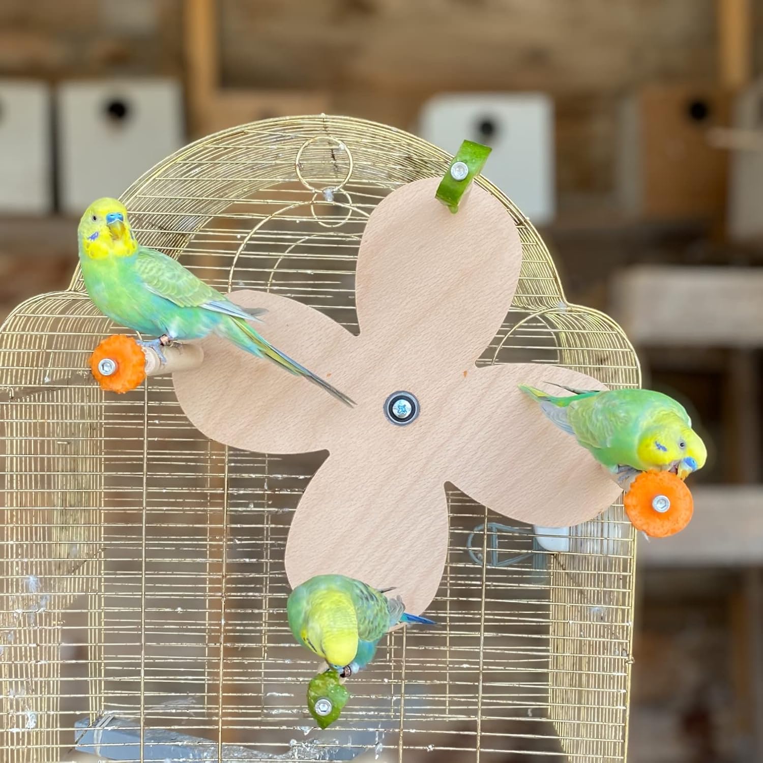 Flower Ferris Wheel Toy for Birds with Feeder Perches