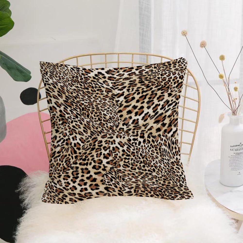 HYOSXW Cushion Cover,Throw Pillow Case Home Decorative for Living Room Bedroom Sofa Chair 16X16 Inch,Leopard print, animal texture with brown and black spots,Pillowcase 40X40cm