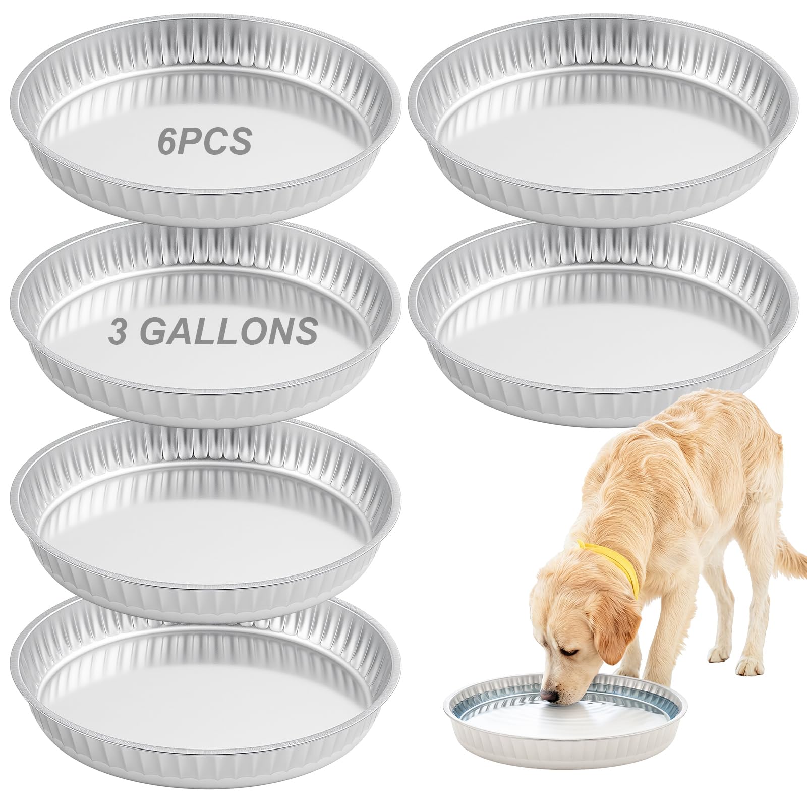 6 Pack 3 Gallon Galvanized Steel Feeding Food Steel Pan 17.7" Oil Drain Pan