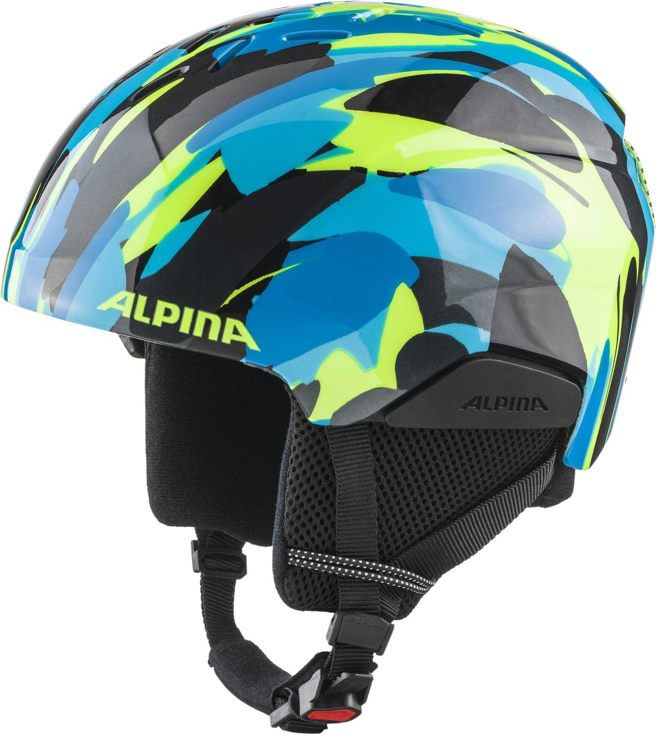 ALPINA Unisexe - Enfants, PIZI Casque de Ski, Neon-Blue Green Gloss, 51-55 cm