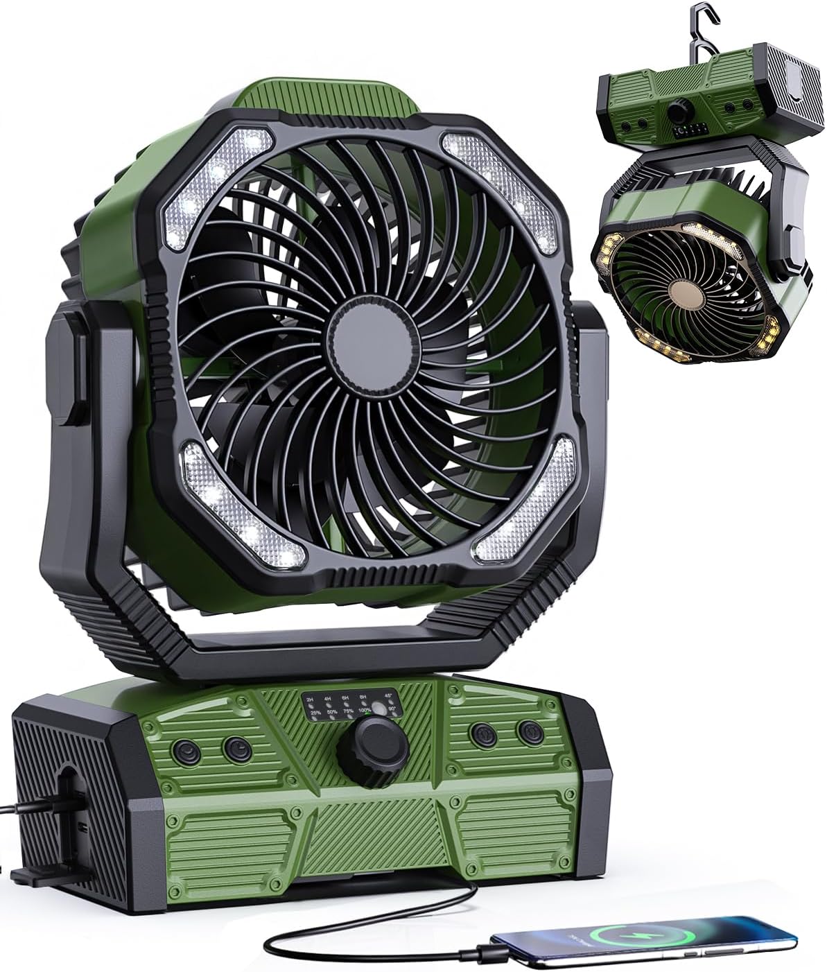 Camping Fan with Remote, 30000mAh Rechargeable Battery Operated Tent Fans with LED Light & Hook, Quiet USB-C Fan for Outdoor Camping, Power Outage, Car, Travel(Green) Camping Fan with Remote, 30000mAh Rechargeable Battery Operated Tent Fans with LED Light & Hook, Quiet USB-C Fan for Outdoor Camping, Power Outage, Car, Travel(Green)