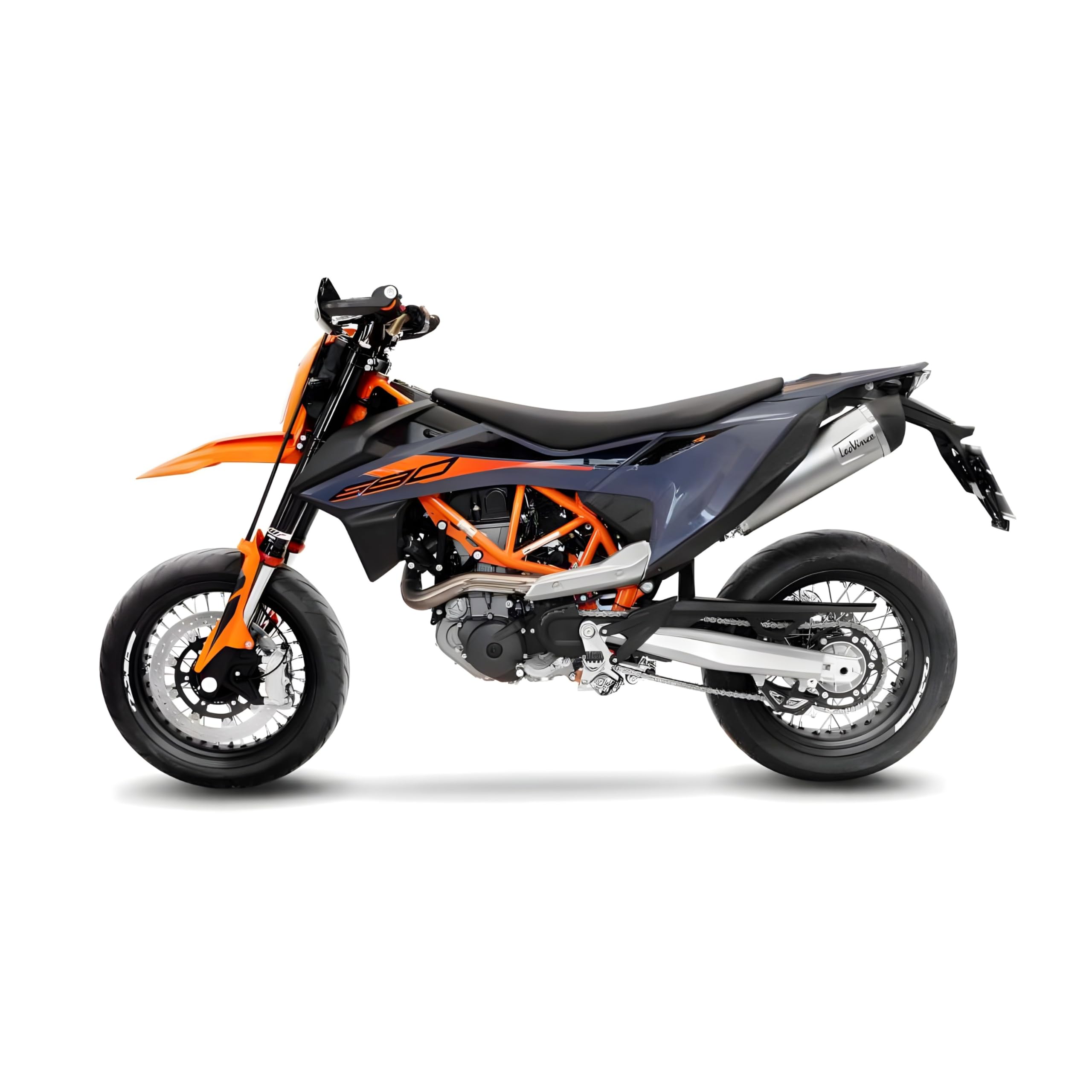 Endschalldämpfer/Auspuffanlage LeoVince SLIP-ON SBK LV ONE EVO, Edelstahl, Carbon Kappe, mit Zulassung für KTM 690 SMC R/Enduro mit Kat