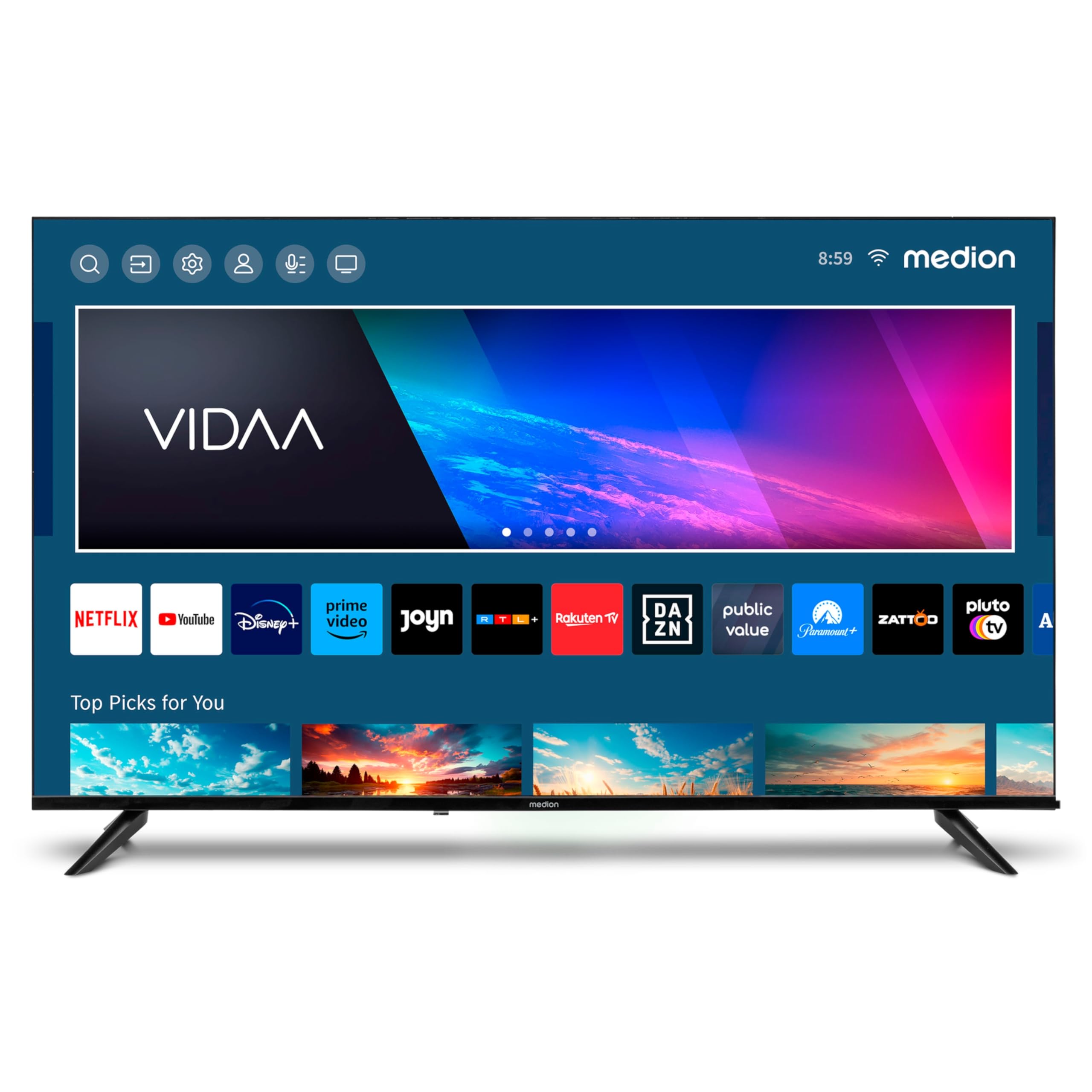 MEDION X15015 (MD 31641) TV da 125,7 cm (50 pollici) (Smart TV, 4K Ultra HD, HDR, VIDAA Store, Netflix, Prime Video, Disney+, DAZN, Paramount+, HbbTV, PVR, Bluetooth)