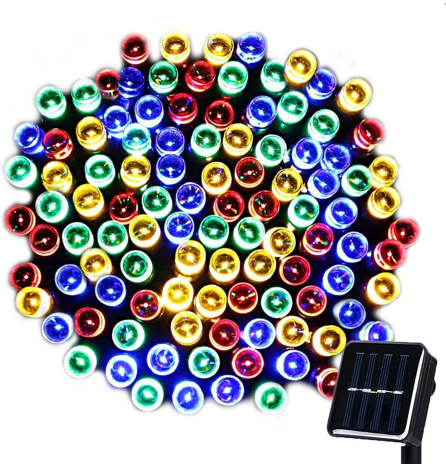 WishWorld 200LED Outdoor Solar Christmas String Lights, 72ft 8Mode Waterproof Fairy Lights Decorative Lighting for Garden, Party, Lawn and Xmas Tree Decorations(Multi Color)