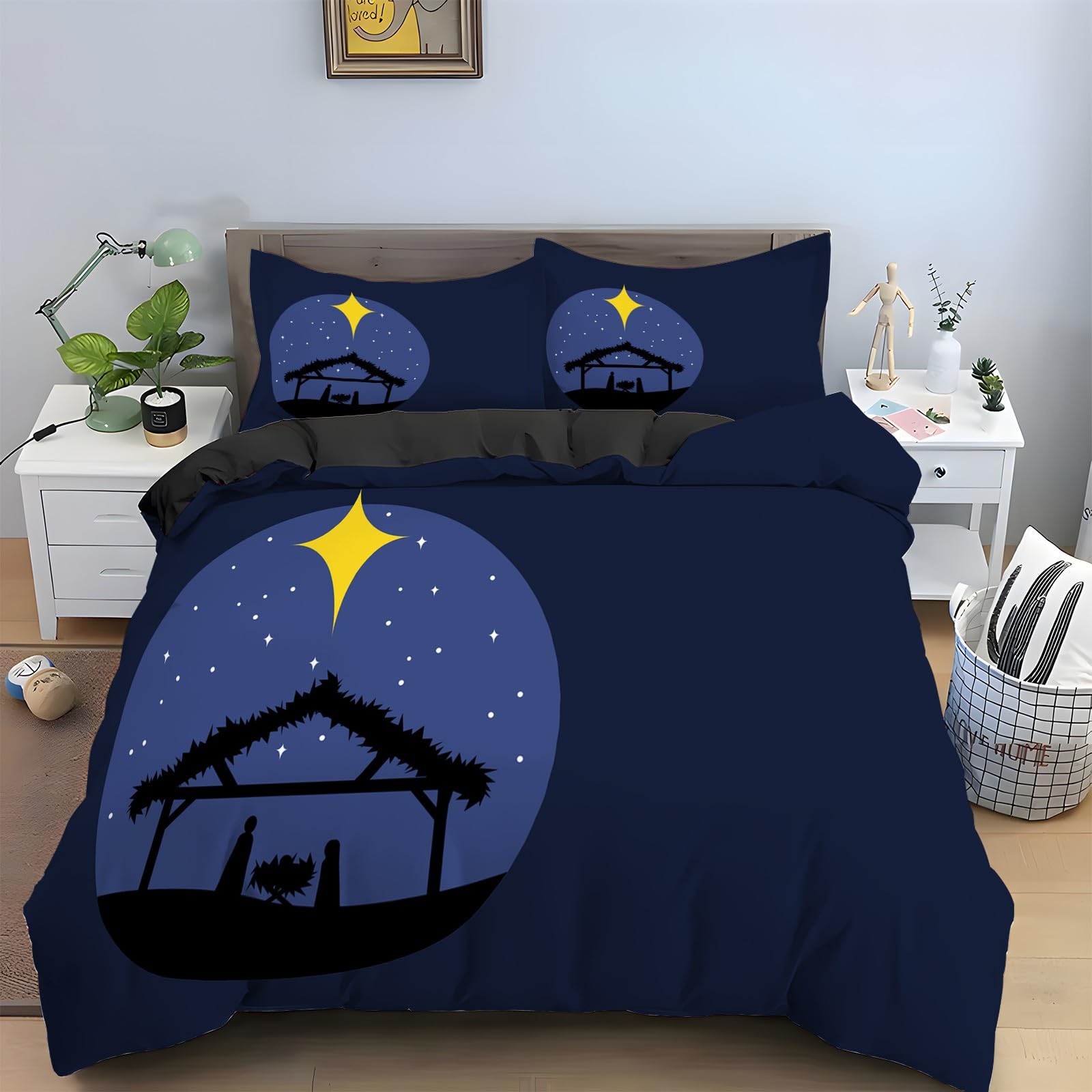 Housse de couette ciel étoilé 240x260 pour une ambiance de Noël magique dans la chambre