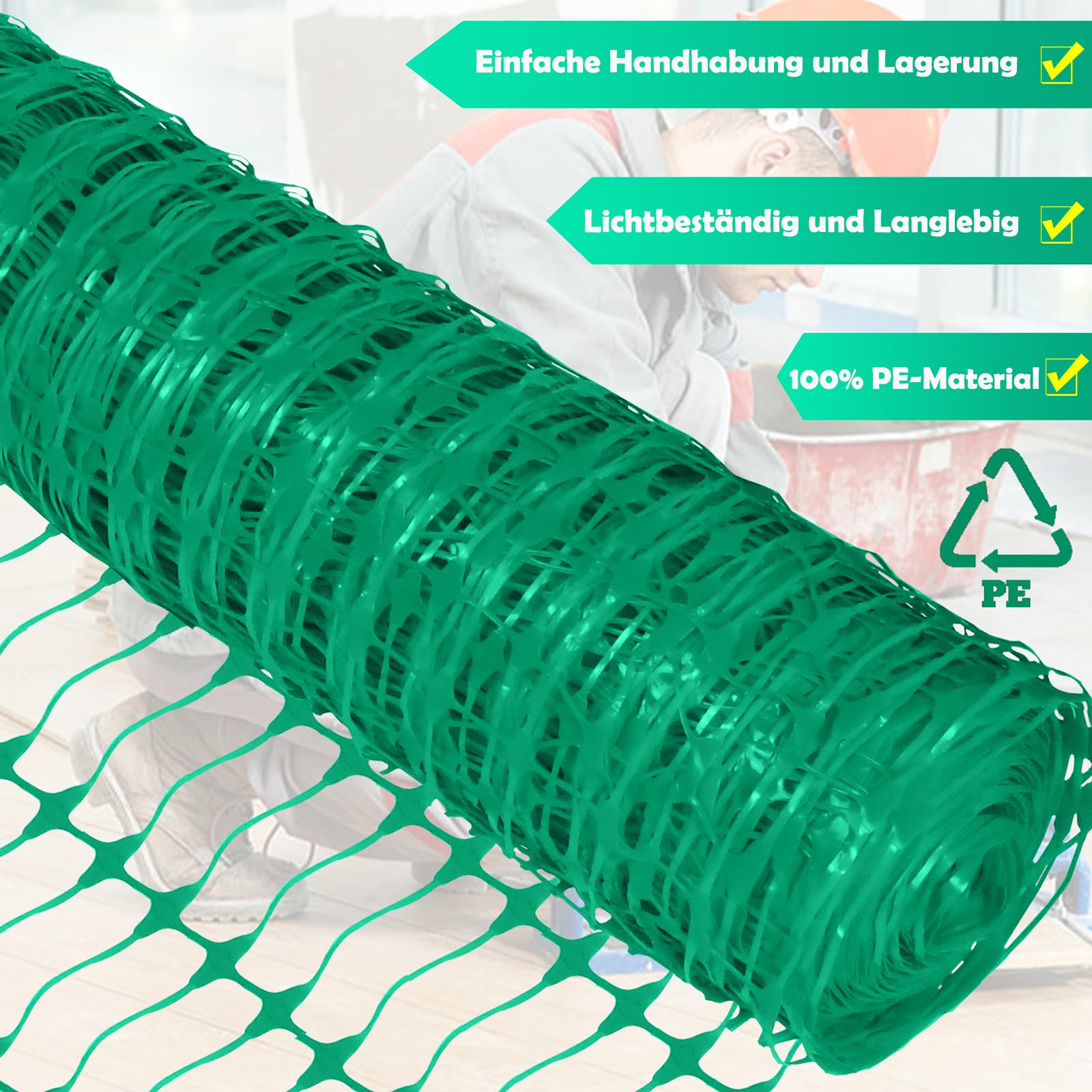 LILIIN 1x80m Recinzione in plastica per cantiere, rete di sicurezza, rete delimitatrice, rete per animali selvatici, rete di sicurezza, rete da giardino, recinto per polli, rete per cantiere, verde